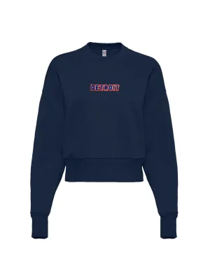 Core Layer Ink Detroit - Women's Baseball Colorway Patched Boxy Crewneck - Navy