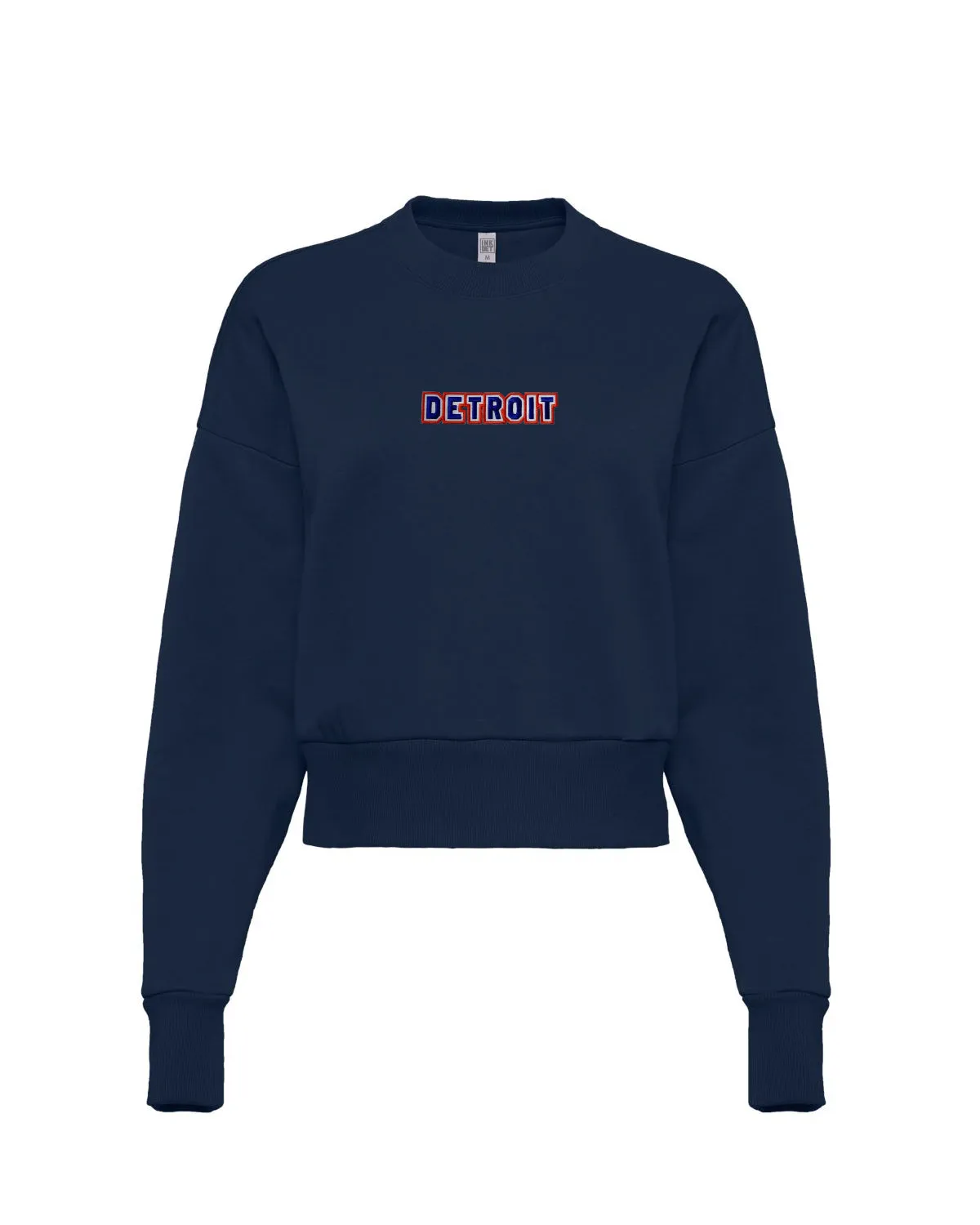 Ink Detroit - Women's Baseball Colorway Patched Boxy Crewneck - Navy Comfy Feel