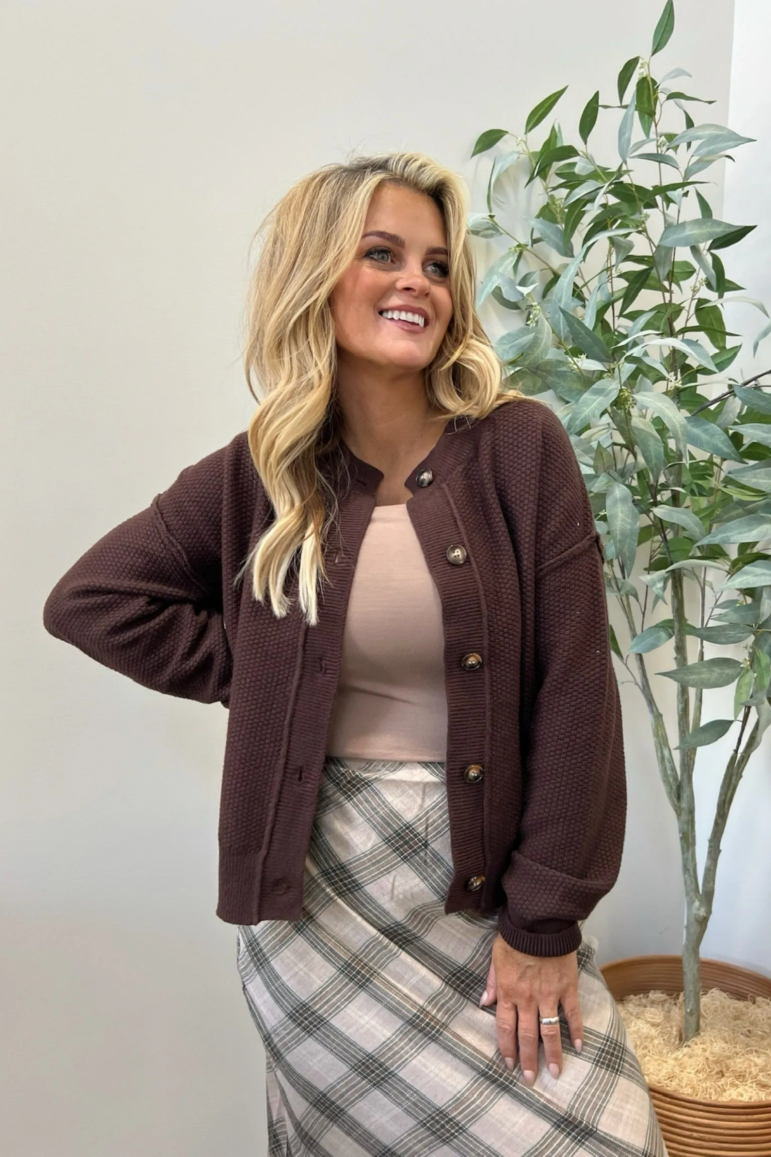 Layered Stitch Detail Inside Out Cardigan