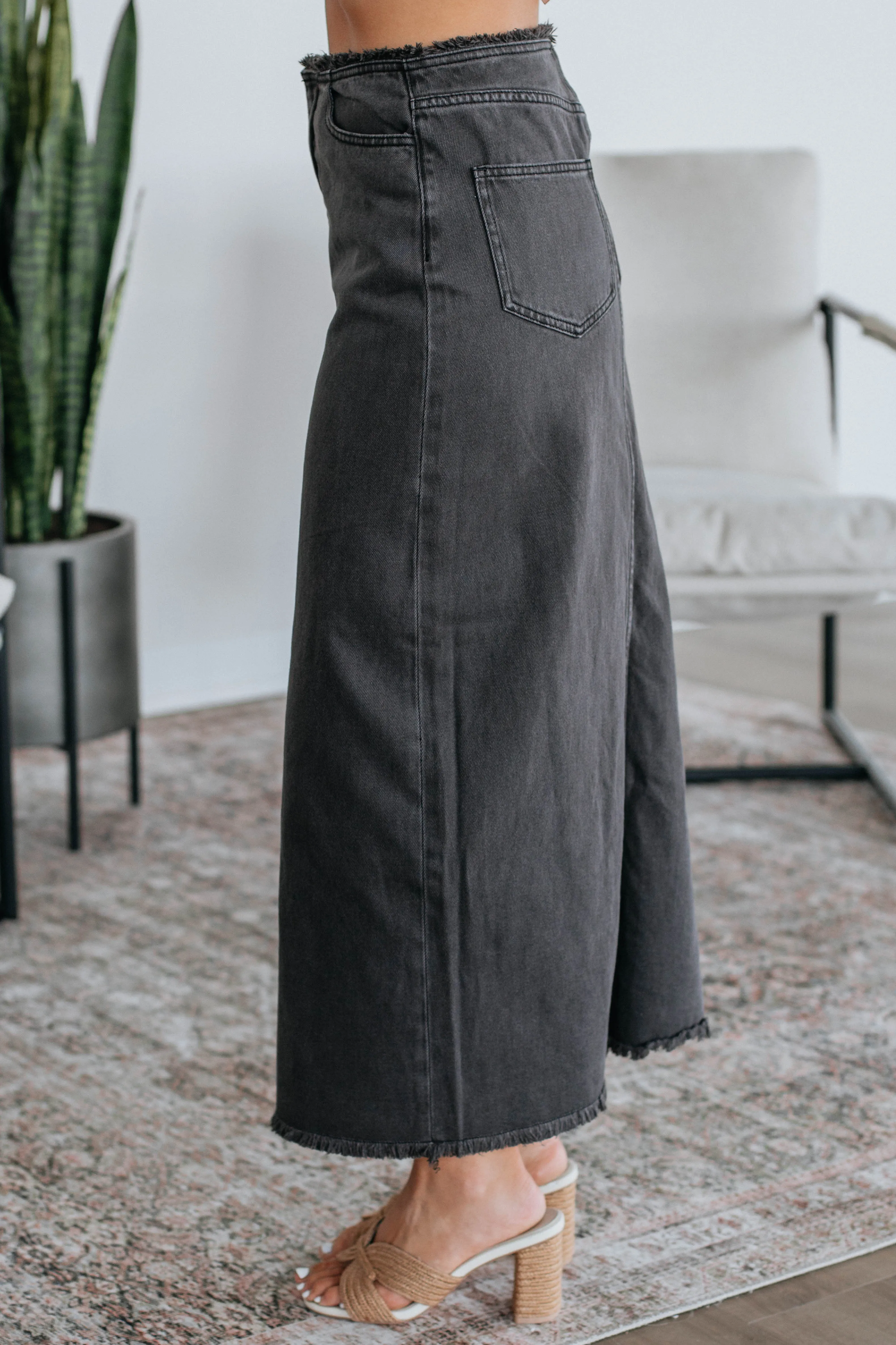 Joy Denim Skirt - Charcoal Chic Appeal