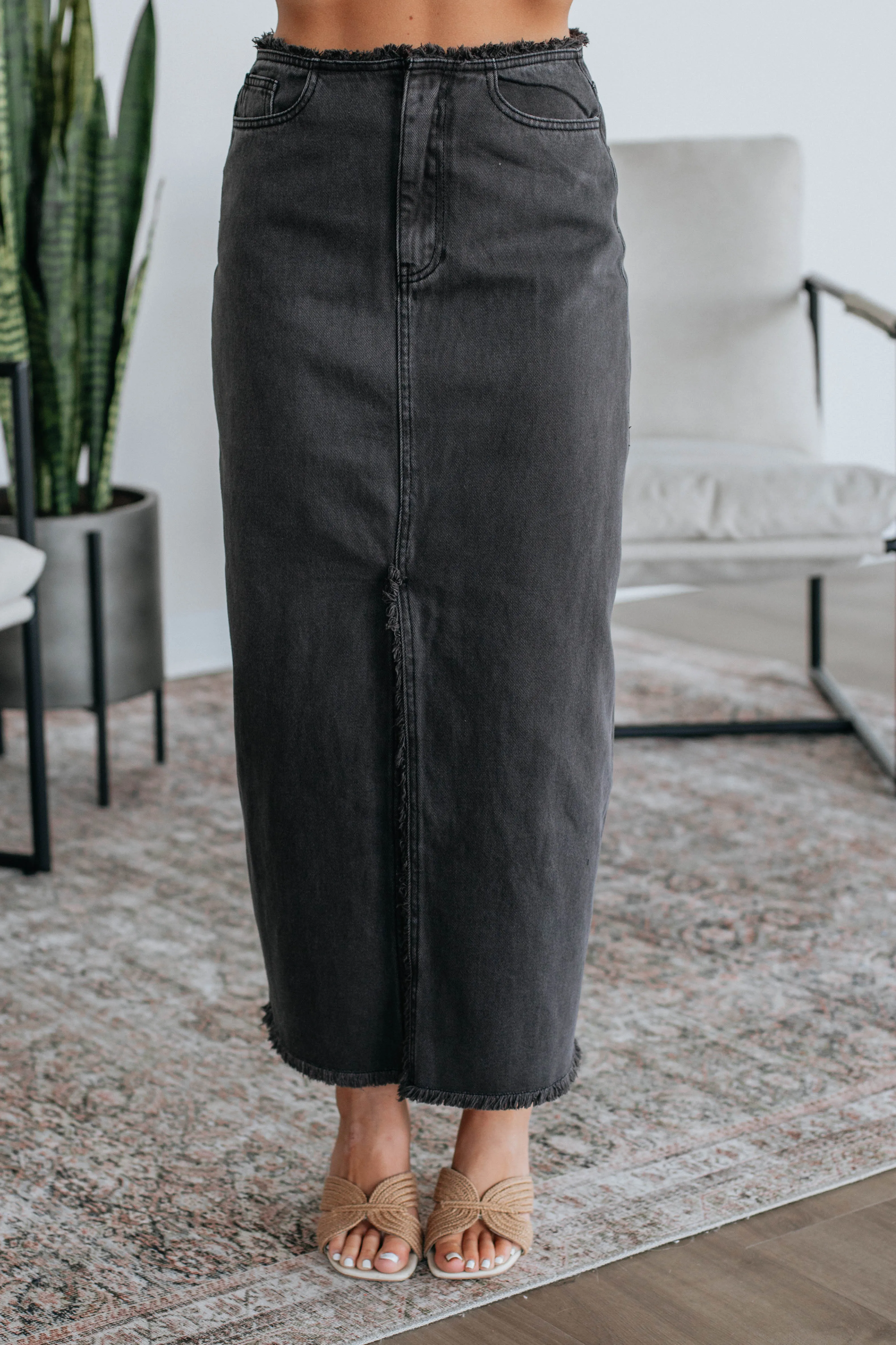 Chic Look Occasion Dressing Joy Denim Skirt - Charcoal