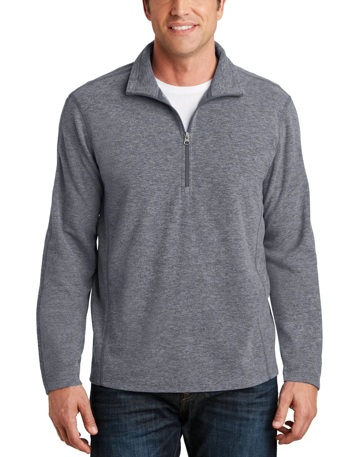 JustBlanks Men's Heather Microfleece Half-Zip Pullover Sweater No Fuss Fashion Fit