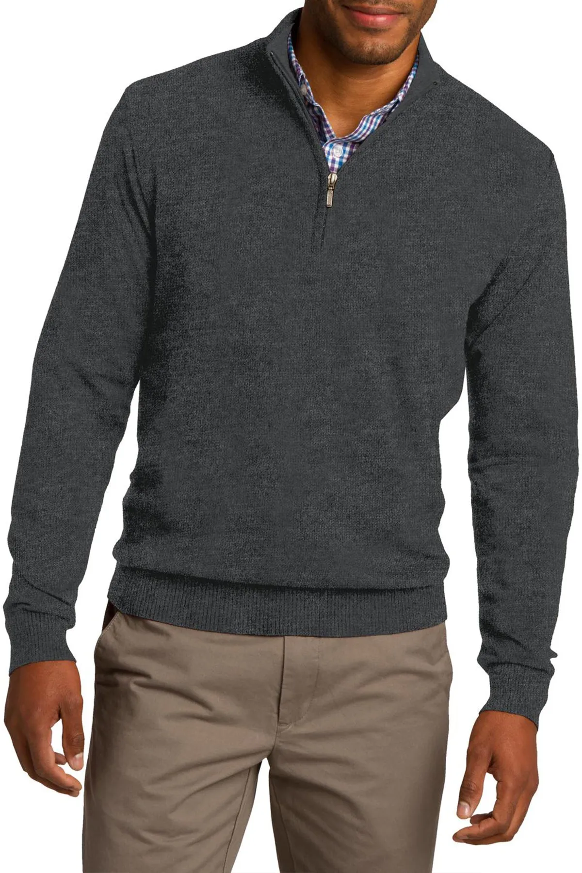 Seasonal Layered Sleek Surface JustBlanks Men's Long Sleeve 1/2-Zip Pullover Sweater