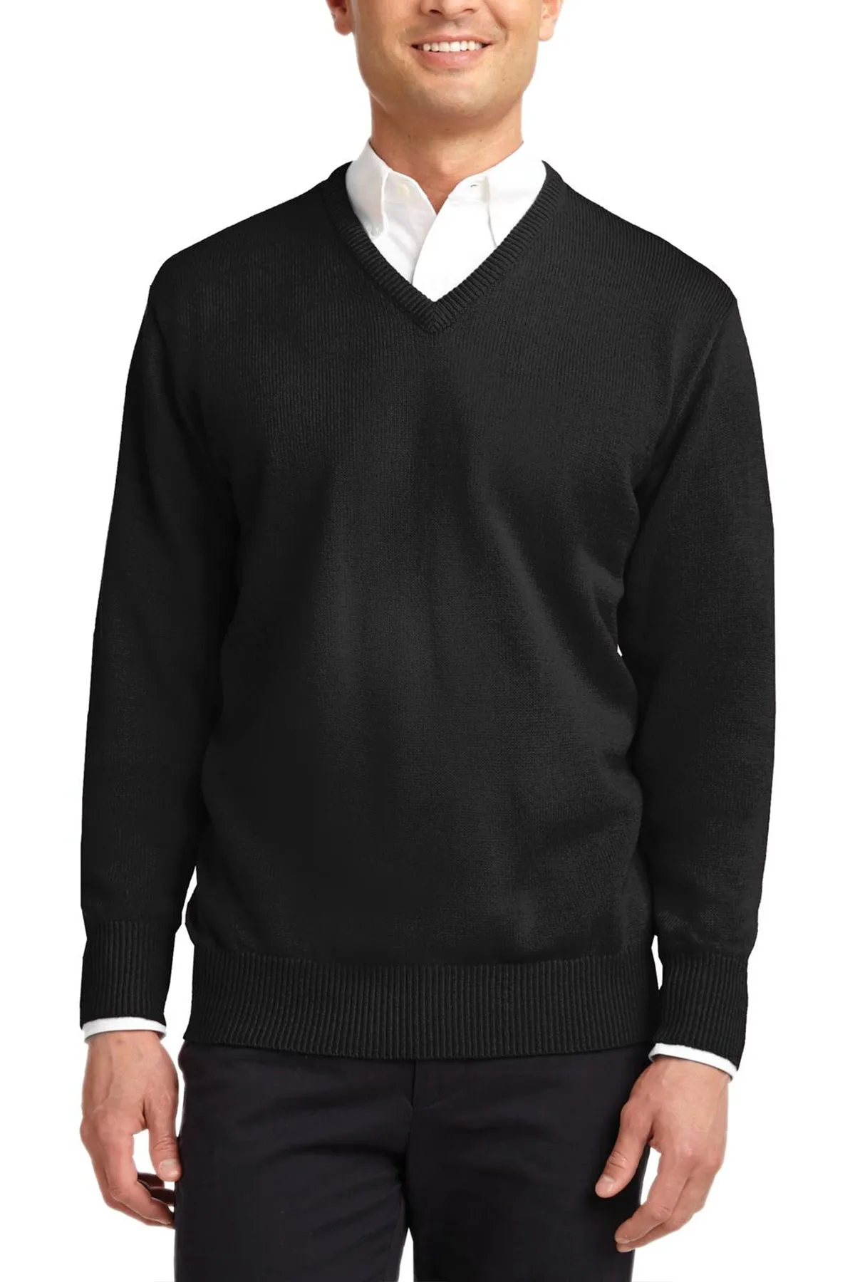 JustBlanks Men's Long Sleeve Value V-Neck Pullover Sweater Layered Knit Structure