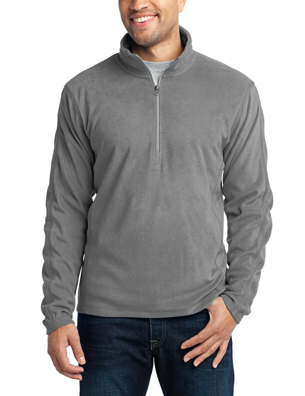 JustBlanks Men's Pullover Microfleece Half-Zip Sweater Soft Touch Bonded Hem Technology