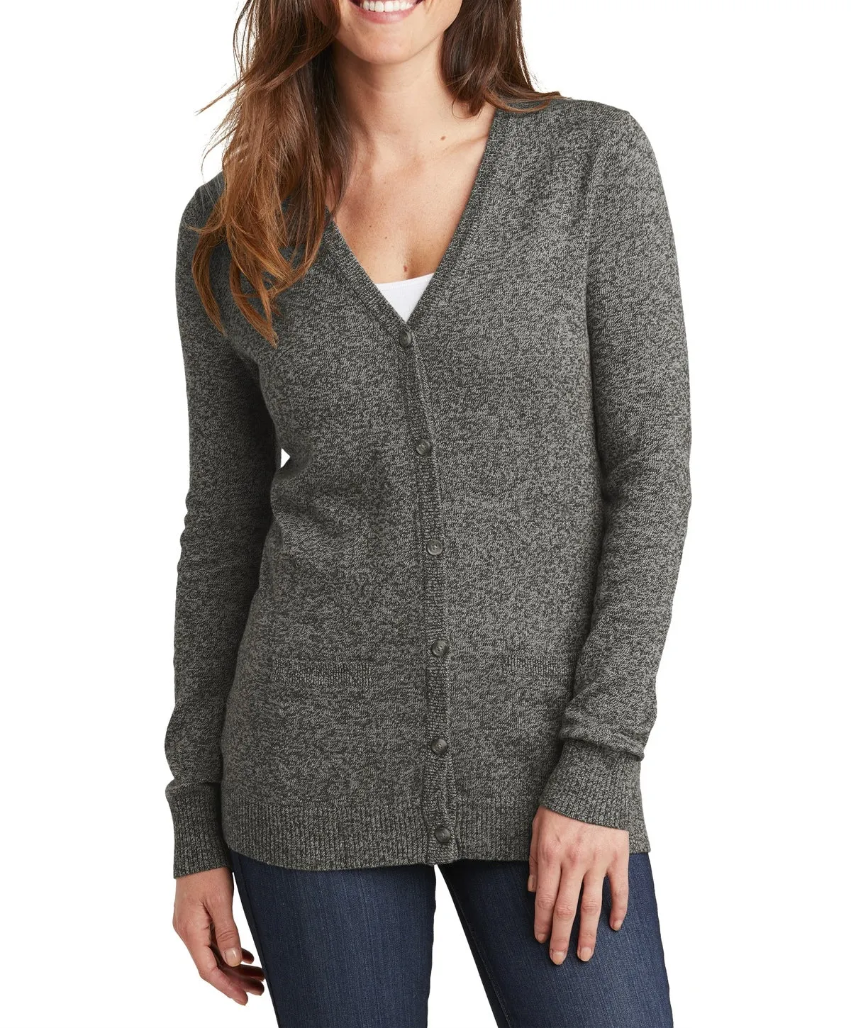 JustBlanks Women's Button Down Marled Cardigan Sweater Warm Classic