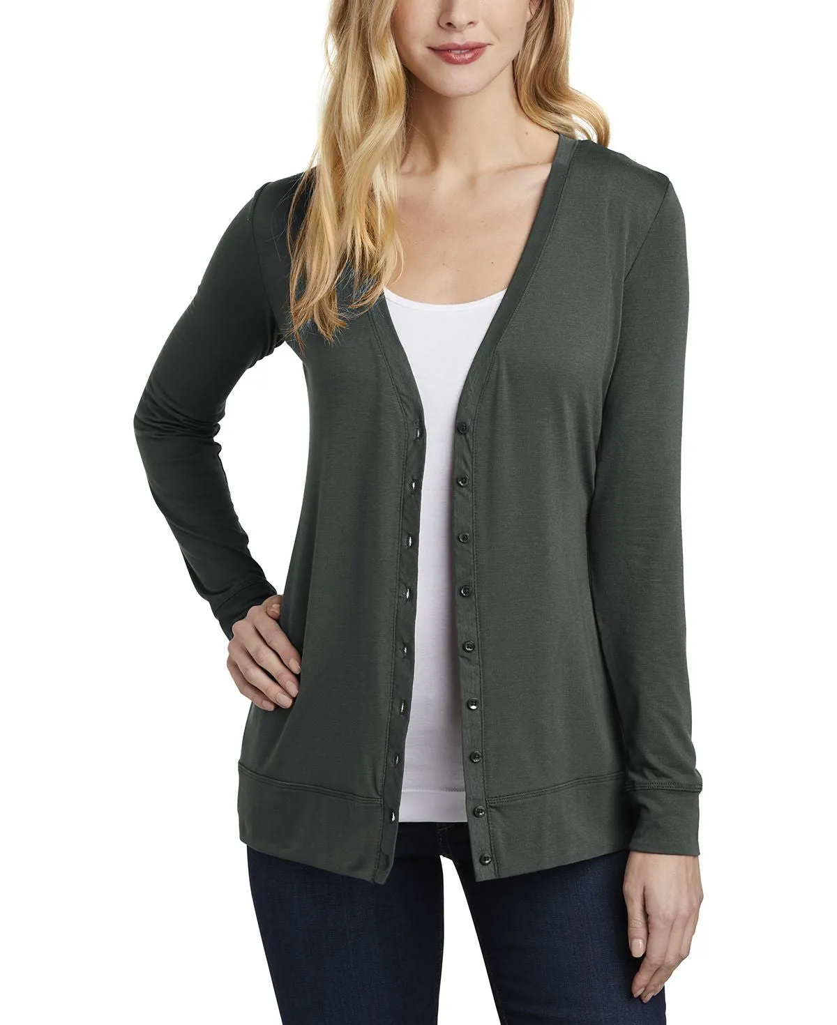 LowProfile Stitching Neutral Tones JustBlanks Women's Button Down Open Front Concept Cardigan