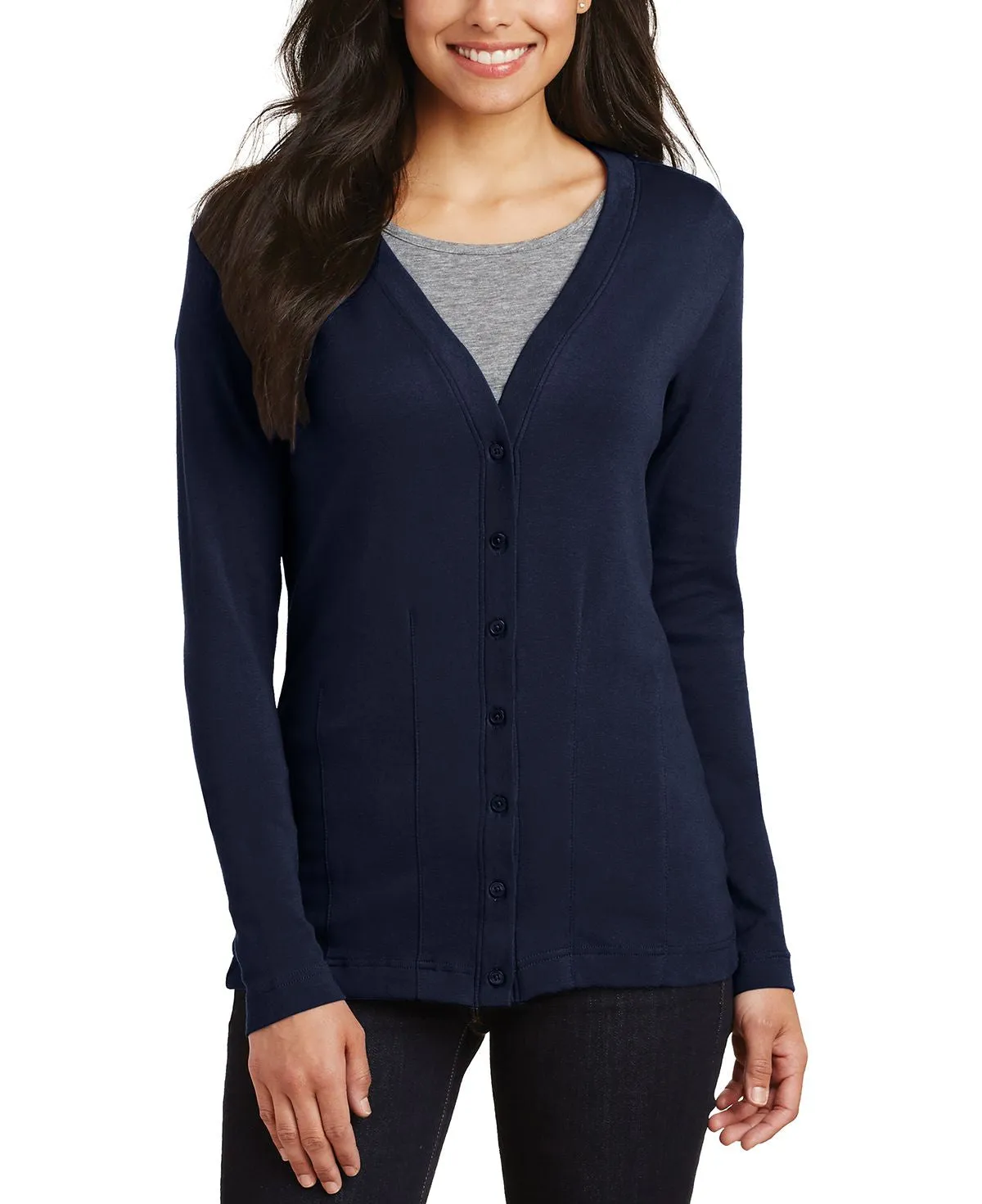 Microfiber Textile Ribbed Edging JustBlanks Women's Modern Stretch Cotton Button Down Cardigan