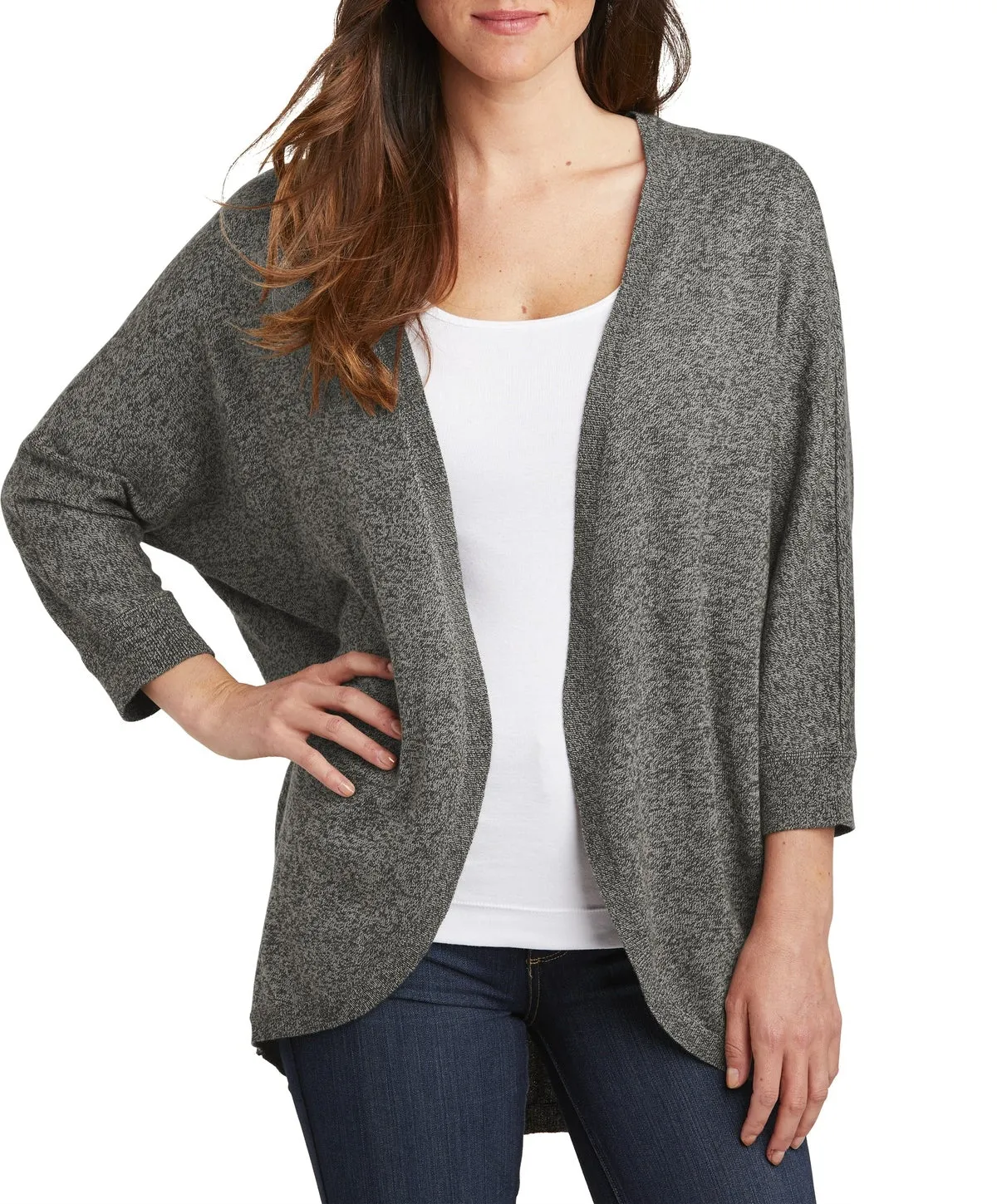 KnitCuff Reinforcements Everyday Pair JustBlanks Women's Open Front Marled Cocoon Cardigan Sweater