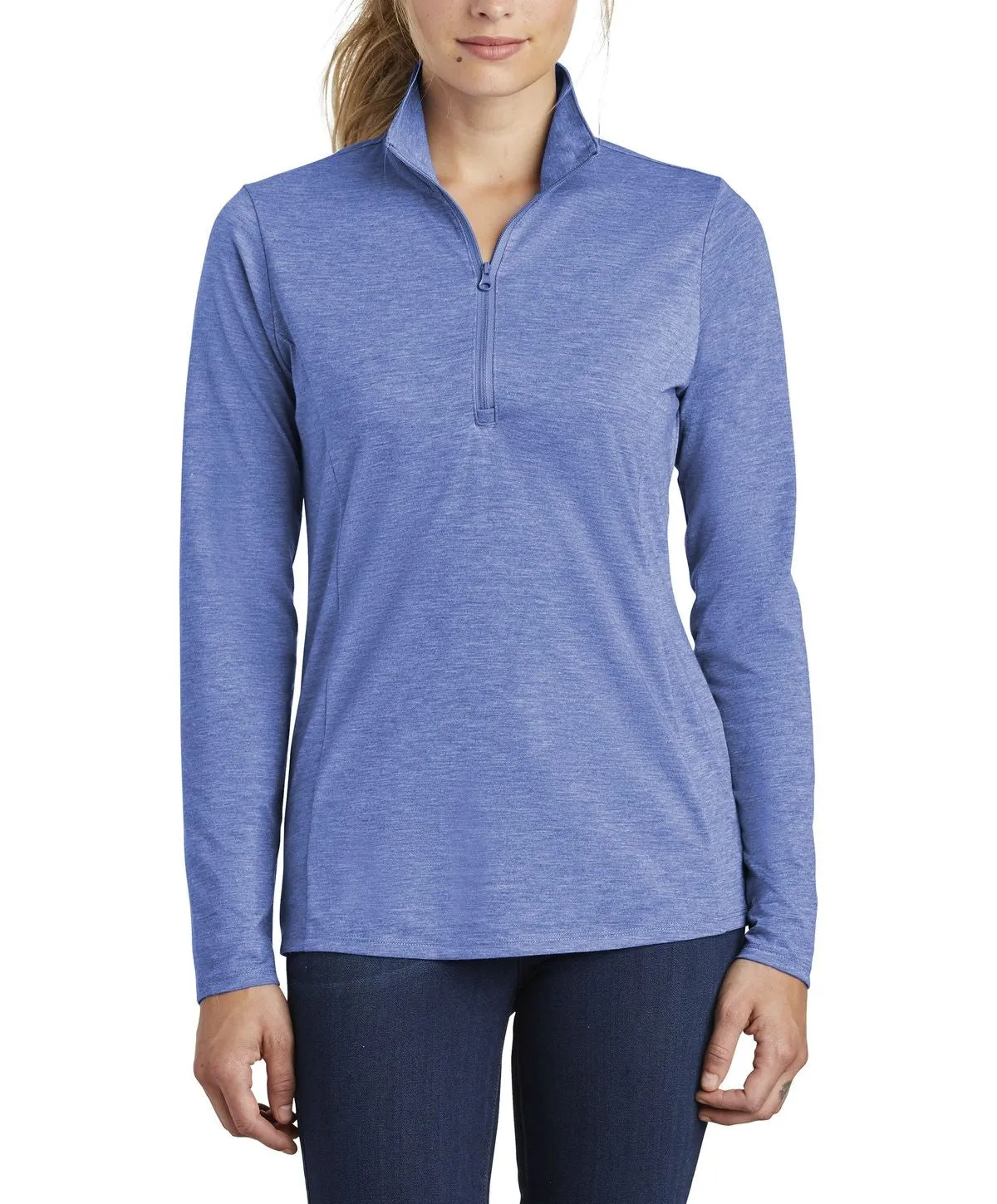 JustBlanks Women's Tri-Blend 1/4-Zip Cadet Pullover Simple Form Modern Drape