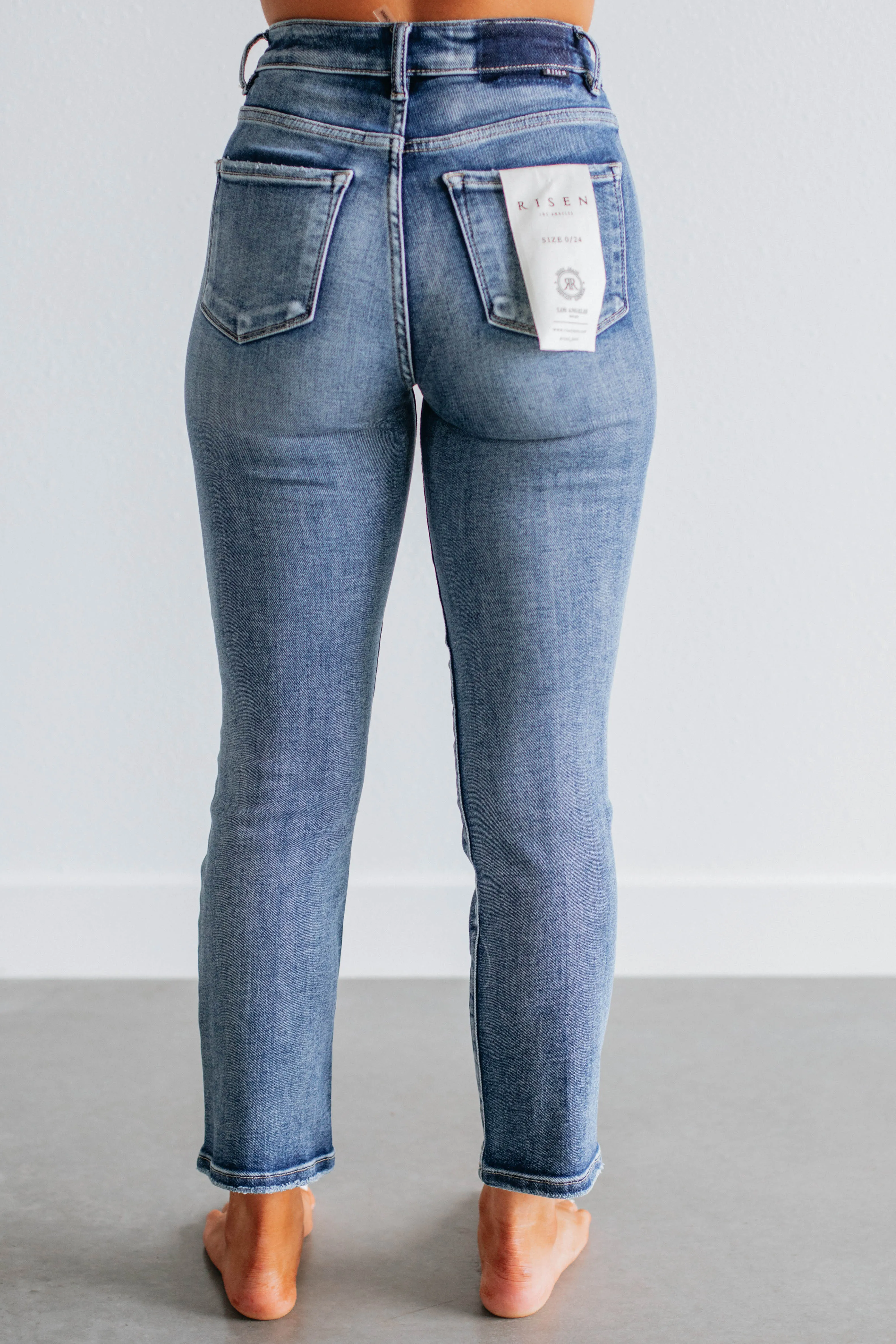 Kelli Risen Jeans Reinforced Stitching Details Laser Cut Edges