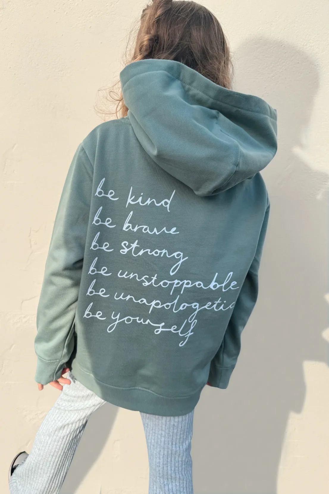 Kids BE Hoodie product display Trendy Wearable