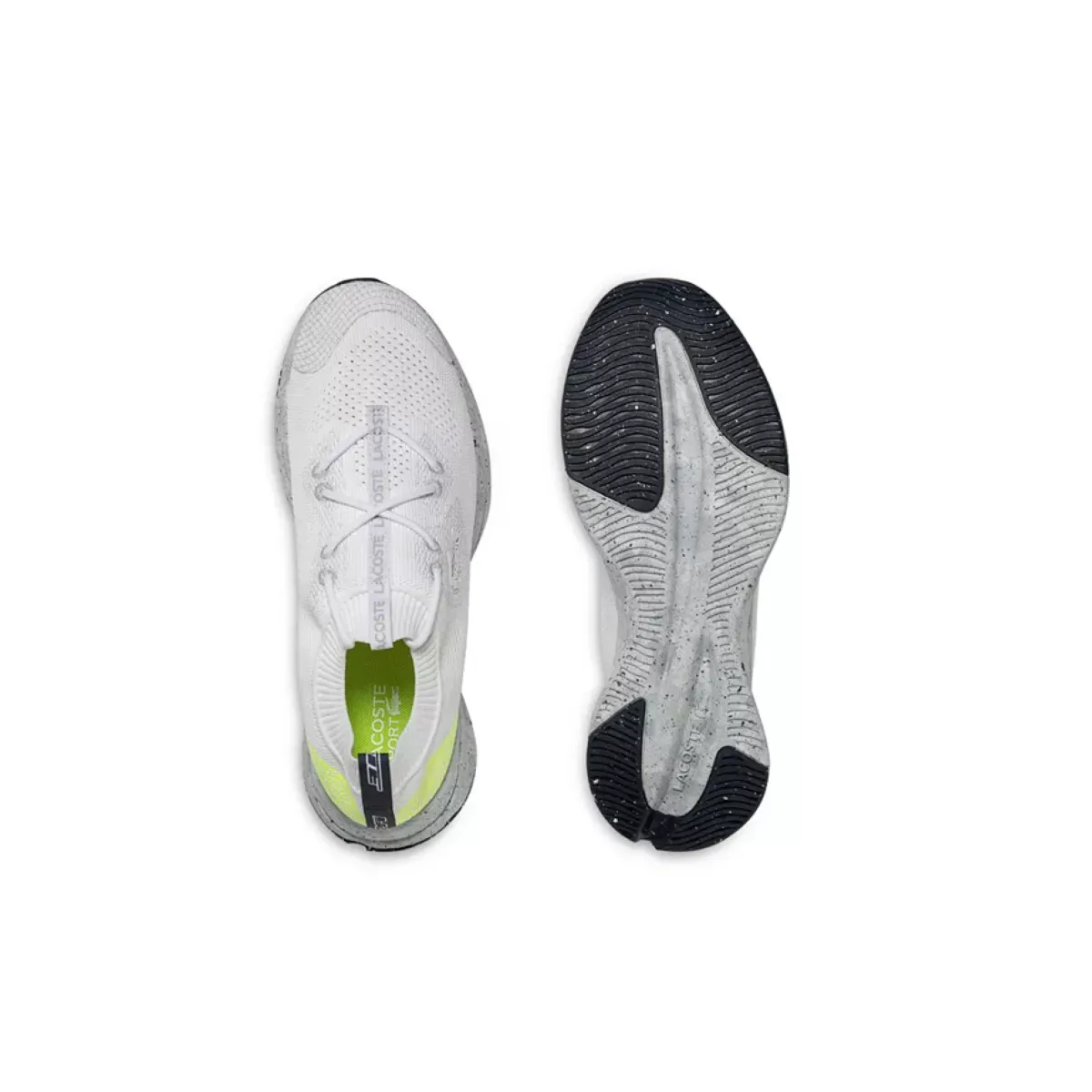 Micro Perforations Footbed LACOSTE 7-45SMA0017V05 RUN SPIN ECO 12 MN'S (Medium) White/Yellow Textile & Synthetic Running Shoes