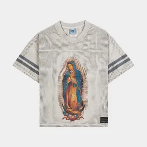 Colorfast Dye Process Rugged Wear Lady Of Guadalupe Mesh Mens Jersey (Grey/Blue)