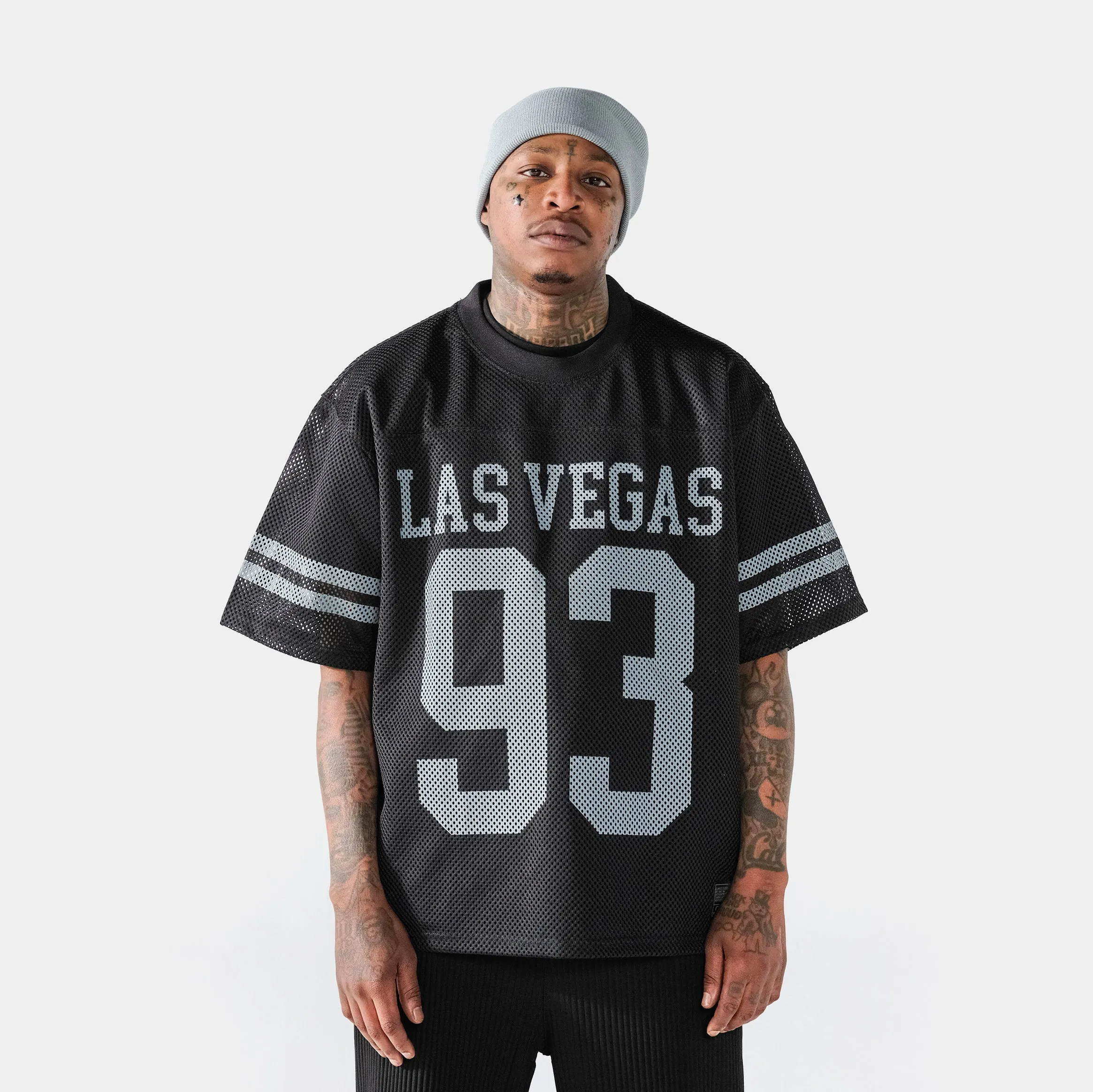 Las Vegas Mesh Mens Jersey (Black/Silver) Adaptable Fit
