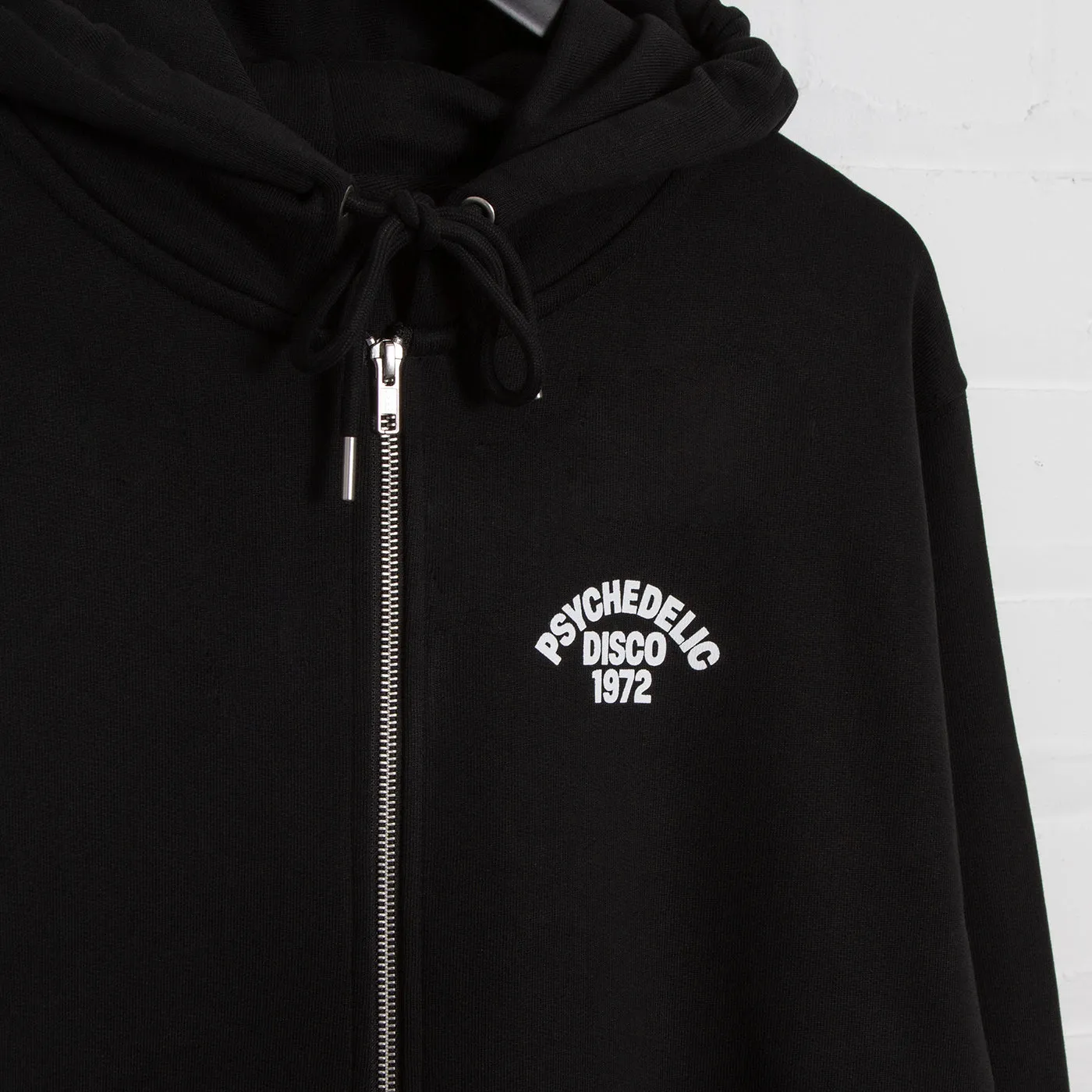 1972 Psychedelic Disco Crest - Zipped Hood - Black Urban Edge Cozy Choice