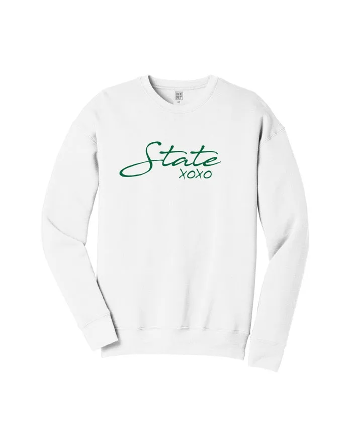 product handmade uniqueness Luxury Ink Detroit State XOXO Crewneck Sweatshirt - Green & White