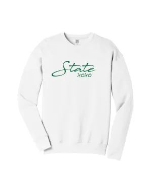 Ink Detroit State XOXO Crewneck Sweatshirt - Green & White Seasonal Collection All-Day Wear