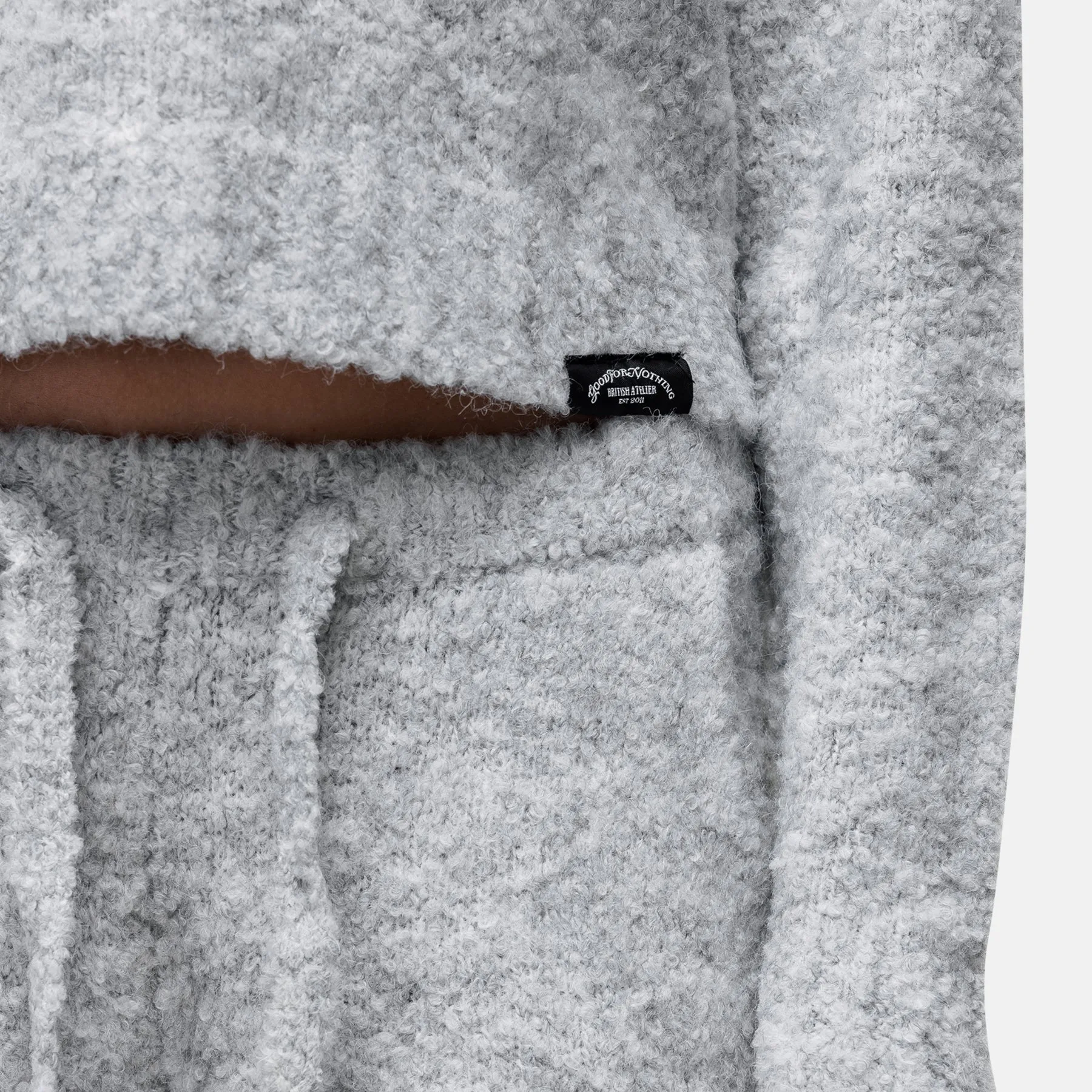 Weekend Casual Cozy Boucle Knitwear Grey Hoodie