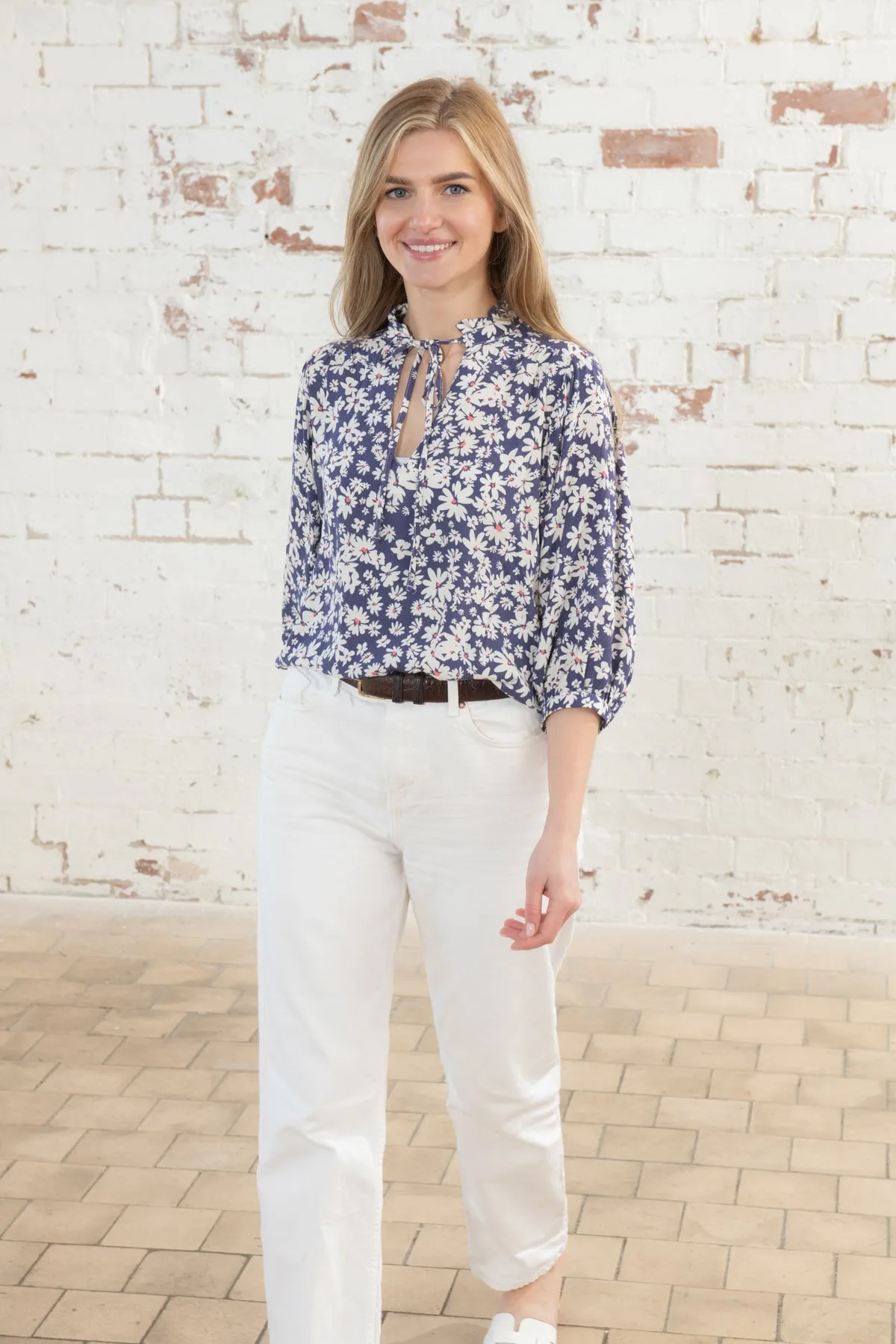 Lola Blouse - Indigo Daisy Low Impact Dye Versatile and Comfortable