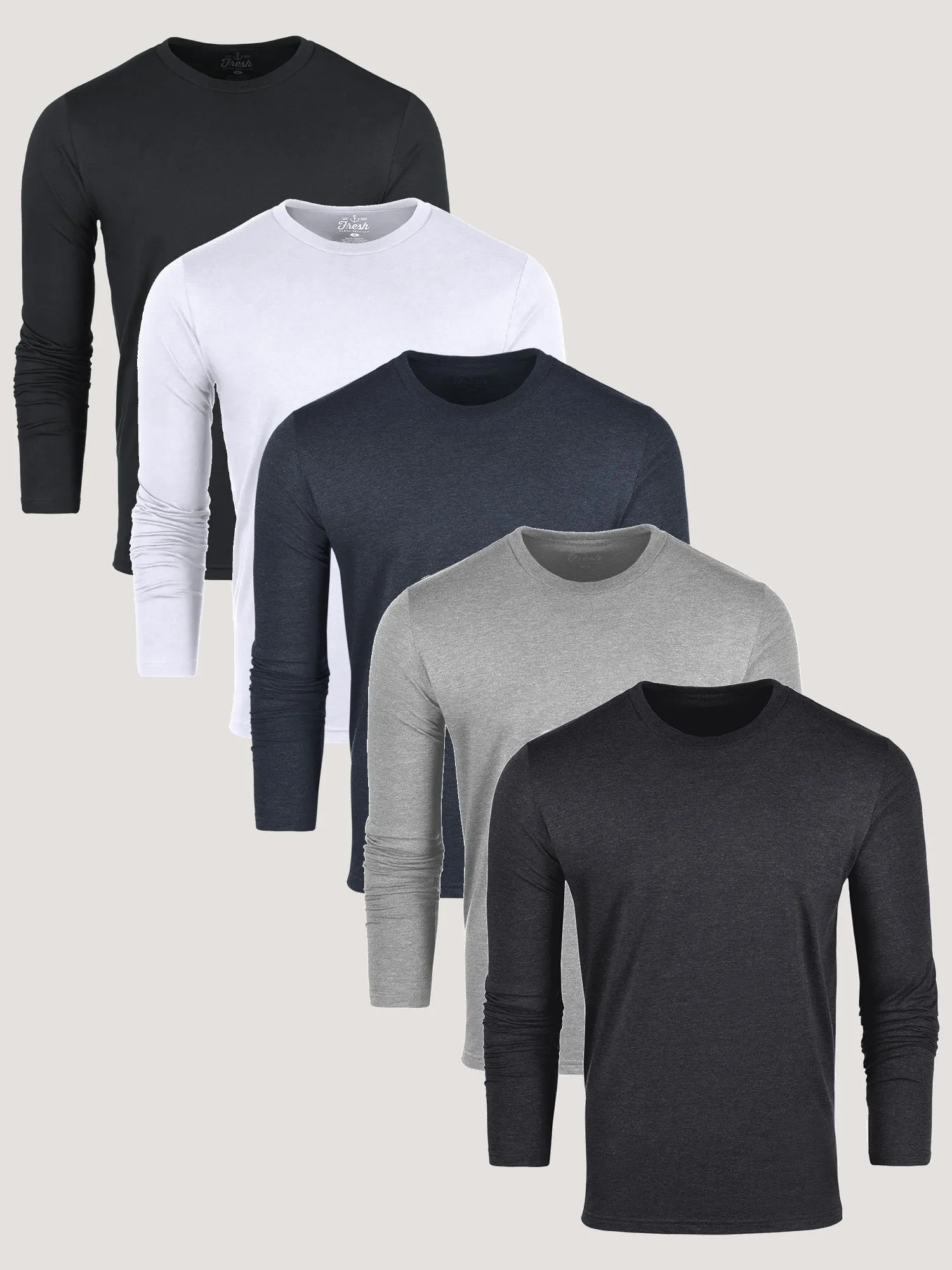 Soft And Comfortable Long Sleeve Crew Staples 5-Pack
