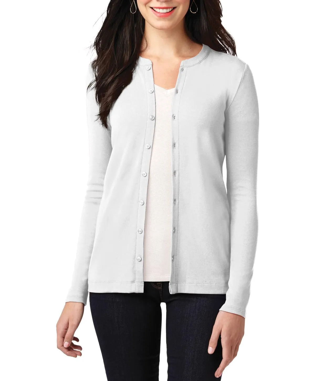 JustBlanks Women's Long Sleeve Button Front Stretch Cardigan Friction Resistant Edging Ultra Soft Yarn