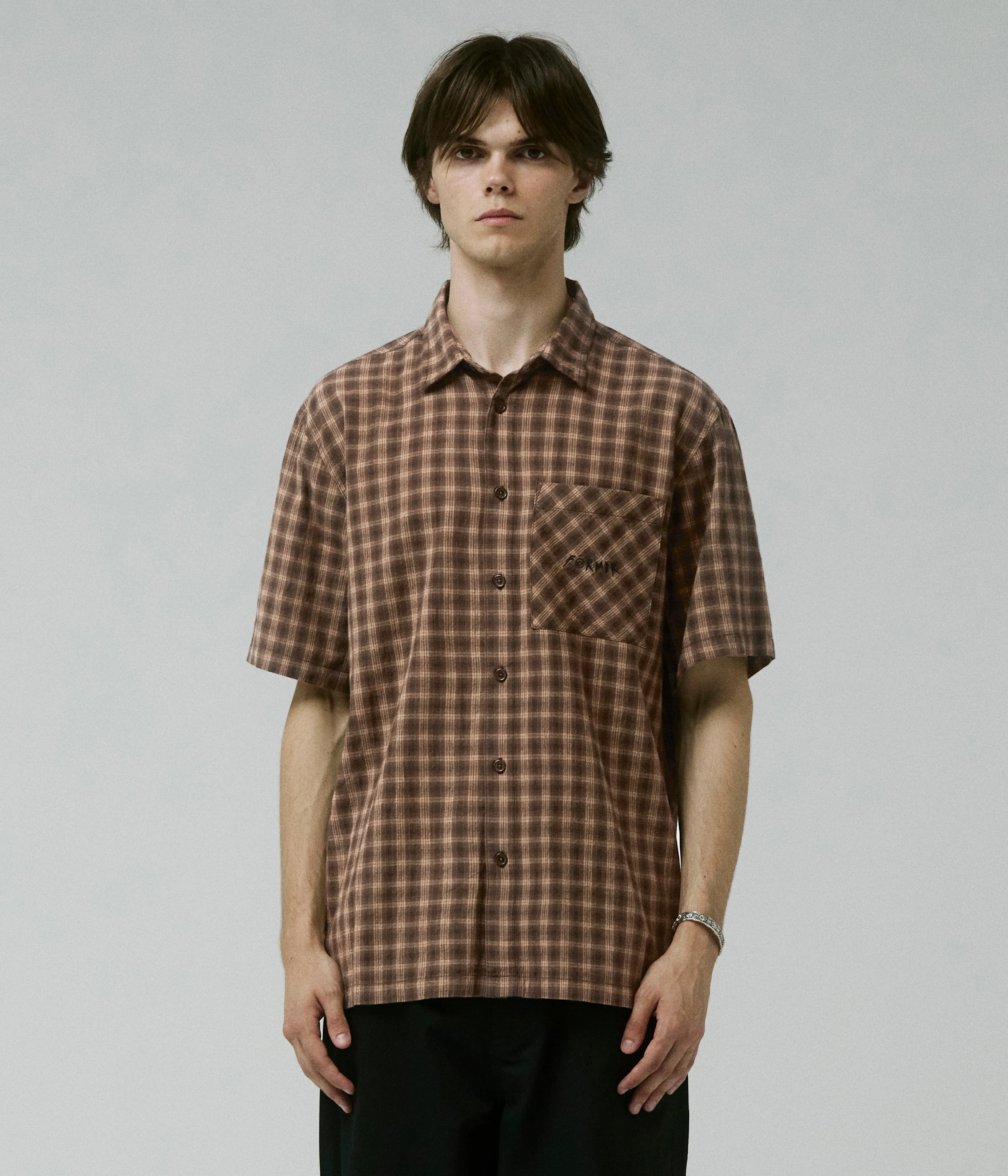 Quick Comfort Design Sustainable Dye Process MANNERS CHECK SS SHIRT // BARK