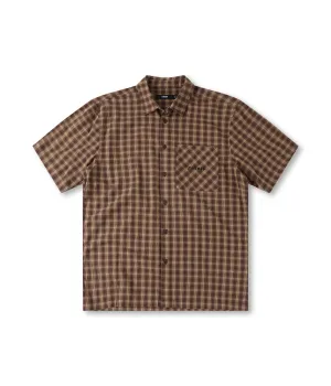 Stretchable Fabric Durable Color Retention MANNERS CHECK SS SHIRT // BARK