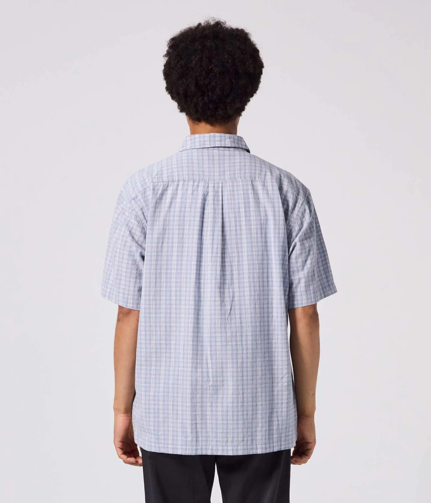 Heavyweight Weave MANNERS CHECK SS SHIRT // BLUE