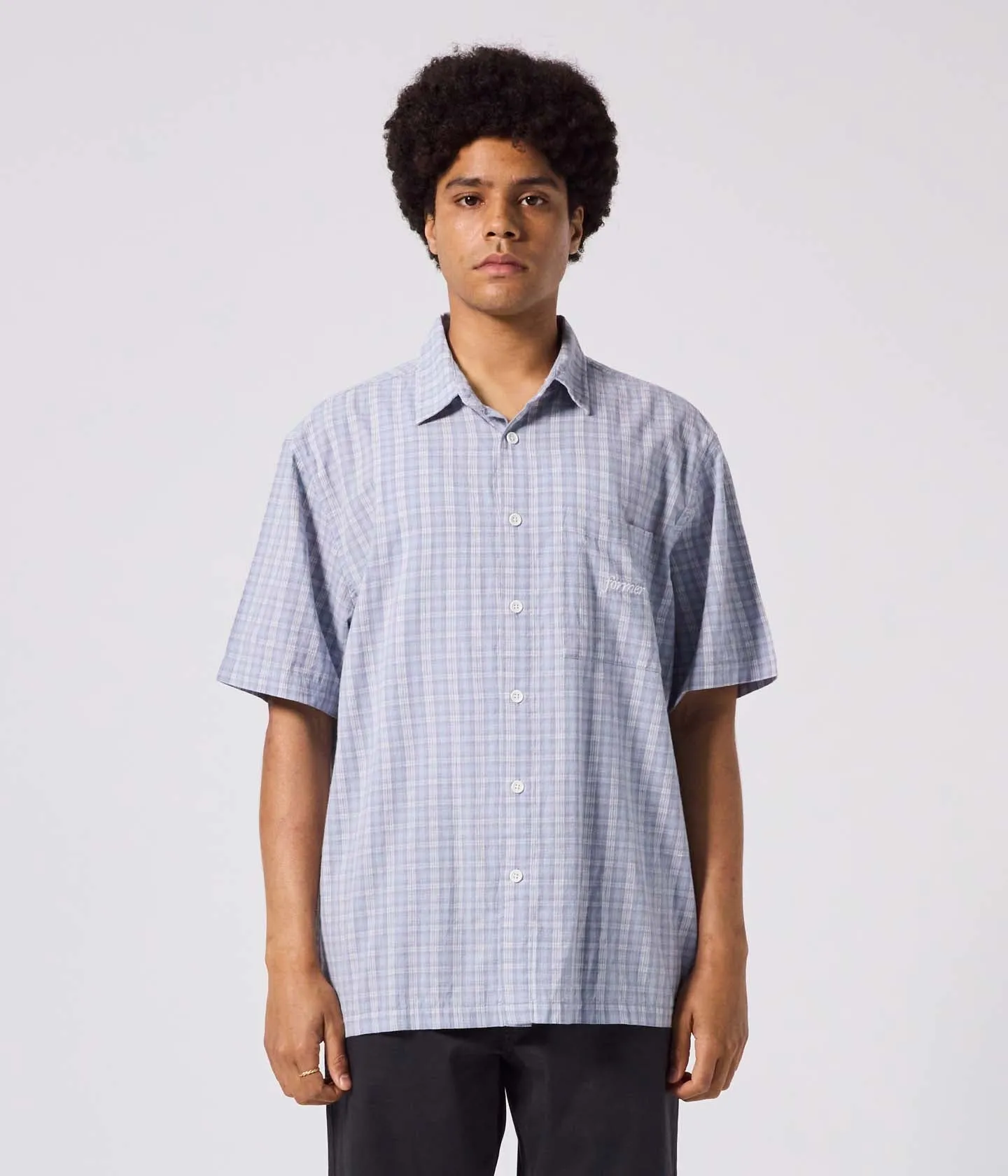 Casual Vibe MANNERS CHECK SS SHIRT // BLUE