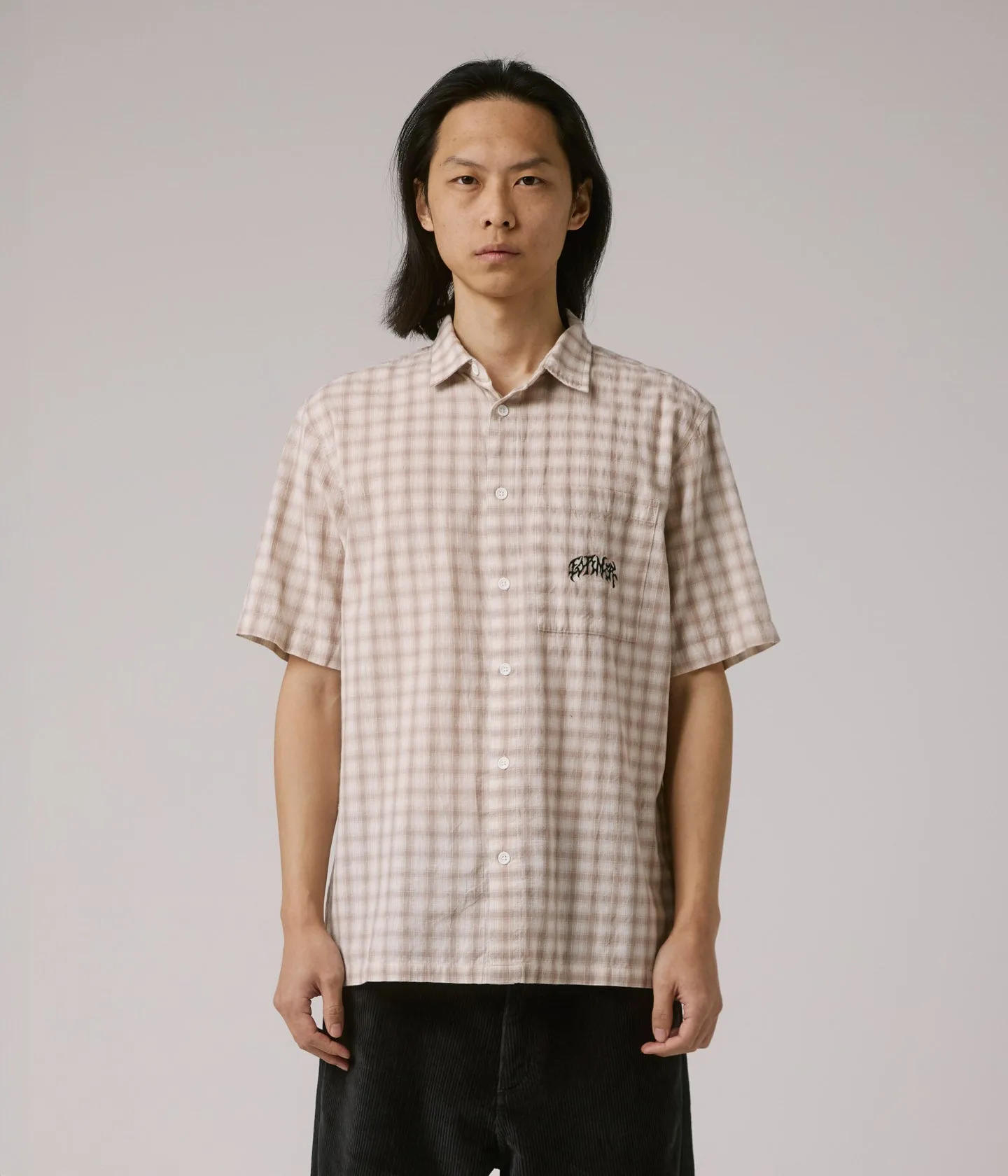 MANNERS CHECK SS SHIRT // TAUPE Relaxed and Comfy