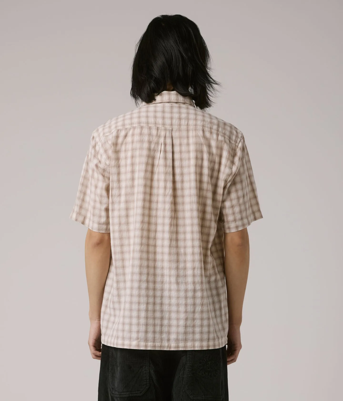 MANNERS CHECK SS SHIRT // TAUPE Reversible Design Concept