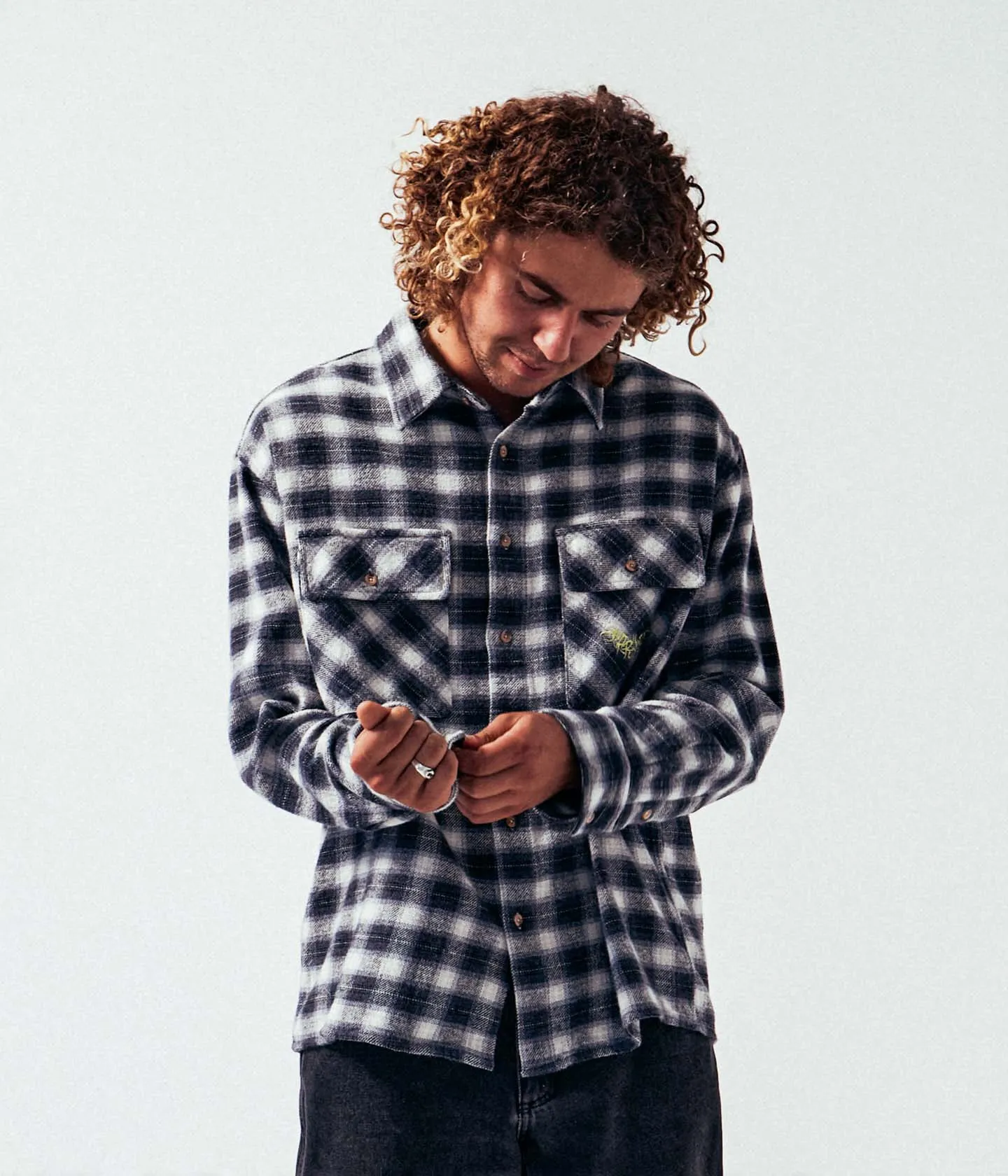 MANNERS FLANNEL SHIRT // BLACK Leisure Casual Relaxed Everyday Wear