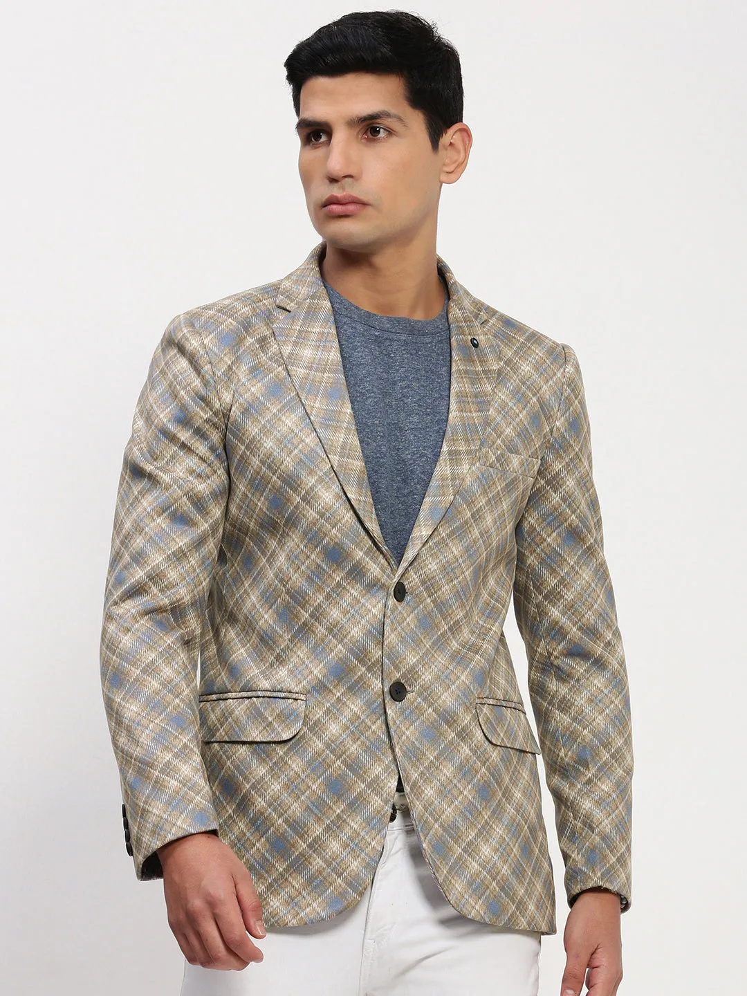 Men's Brown Printed Single Breasted Blazer Storm Ready Gear Lightweight Windbreaker Tech