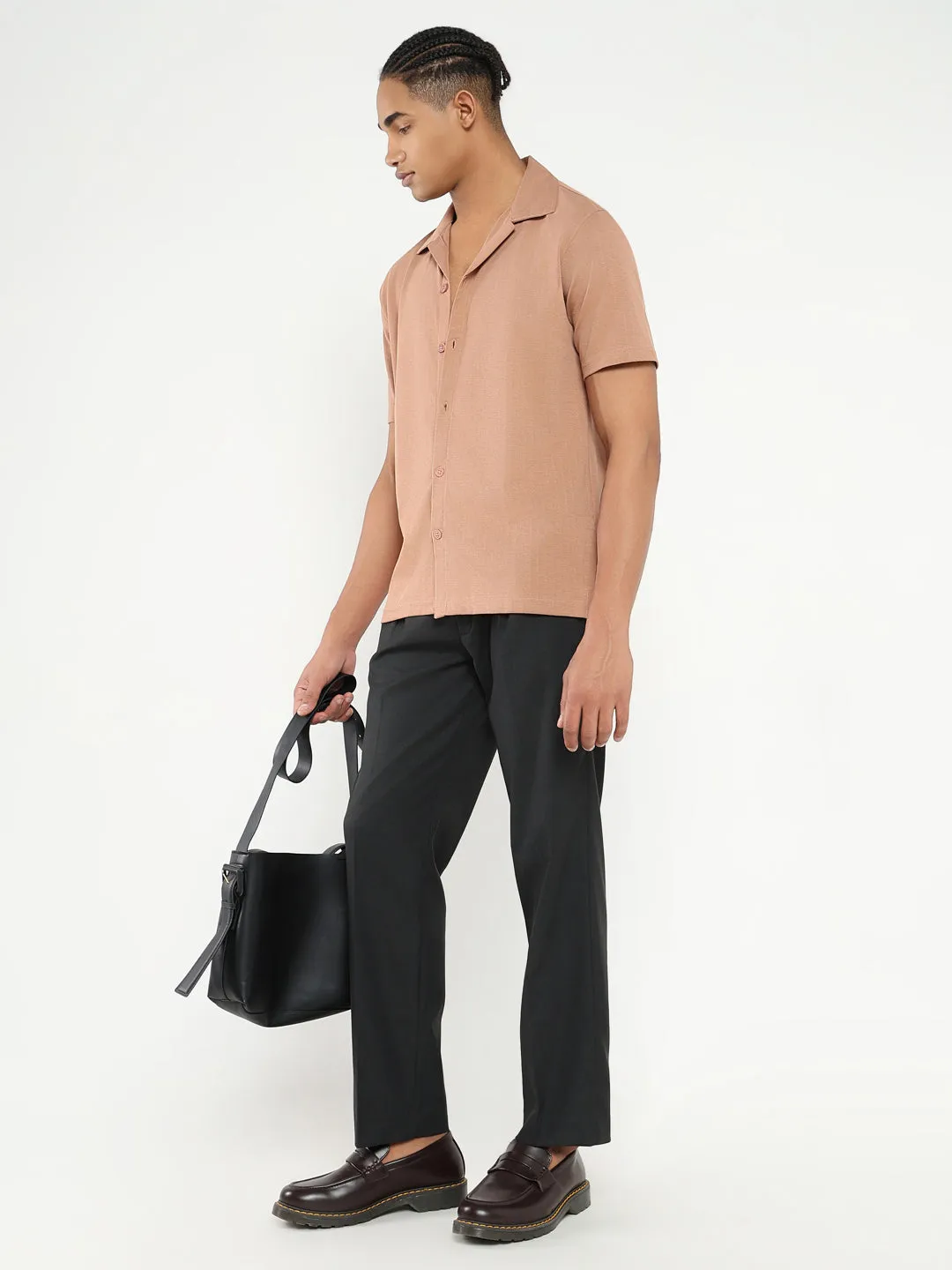 Men's Charcoal Solid Comfort Loose Fit Formal Trousers Perfect Design