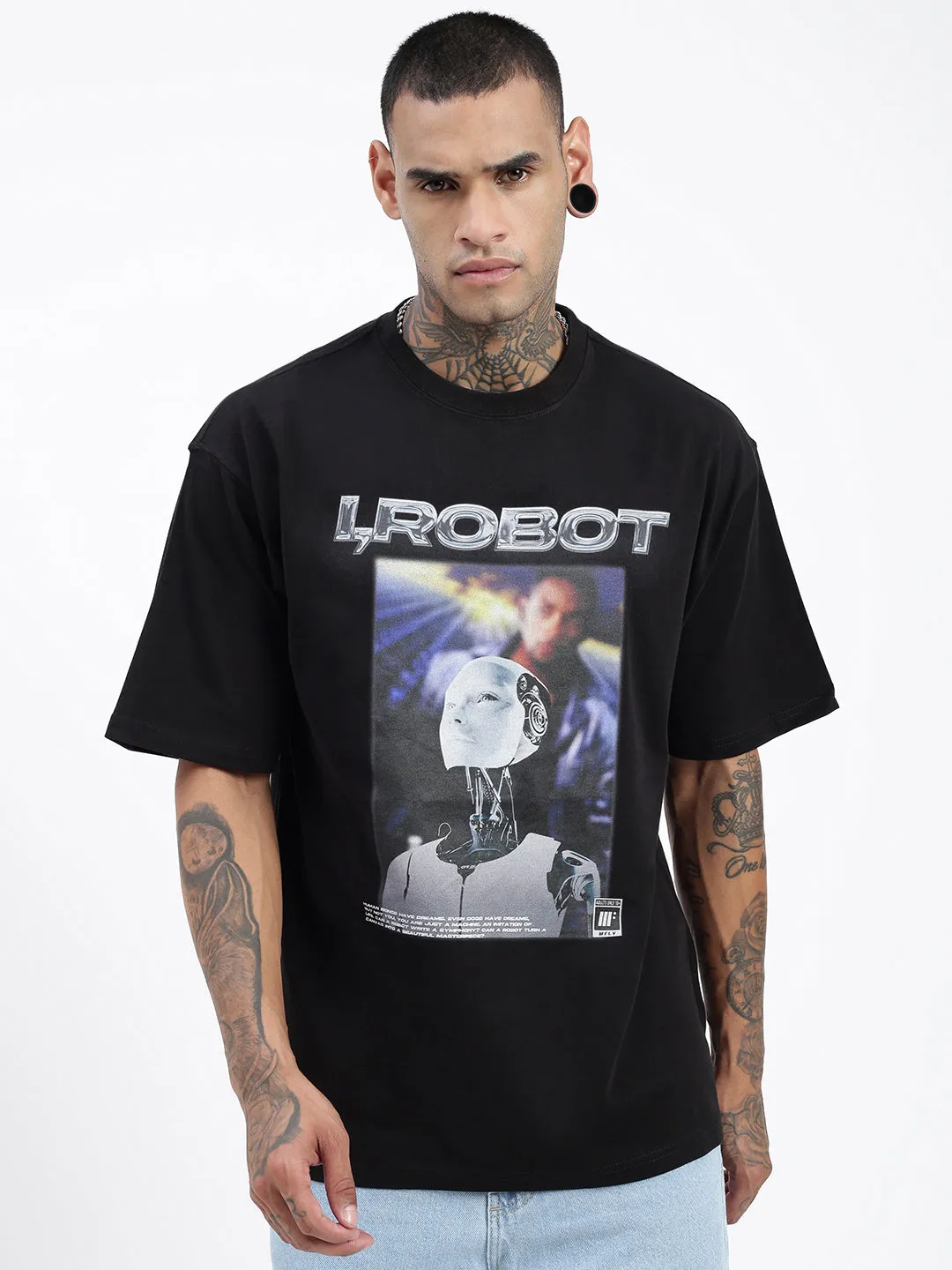 Fashion-Ready Men's Graphic Black Oversized T-Shirt
