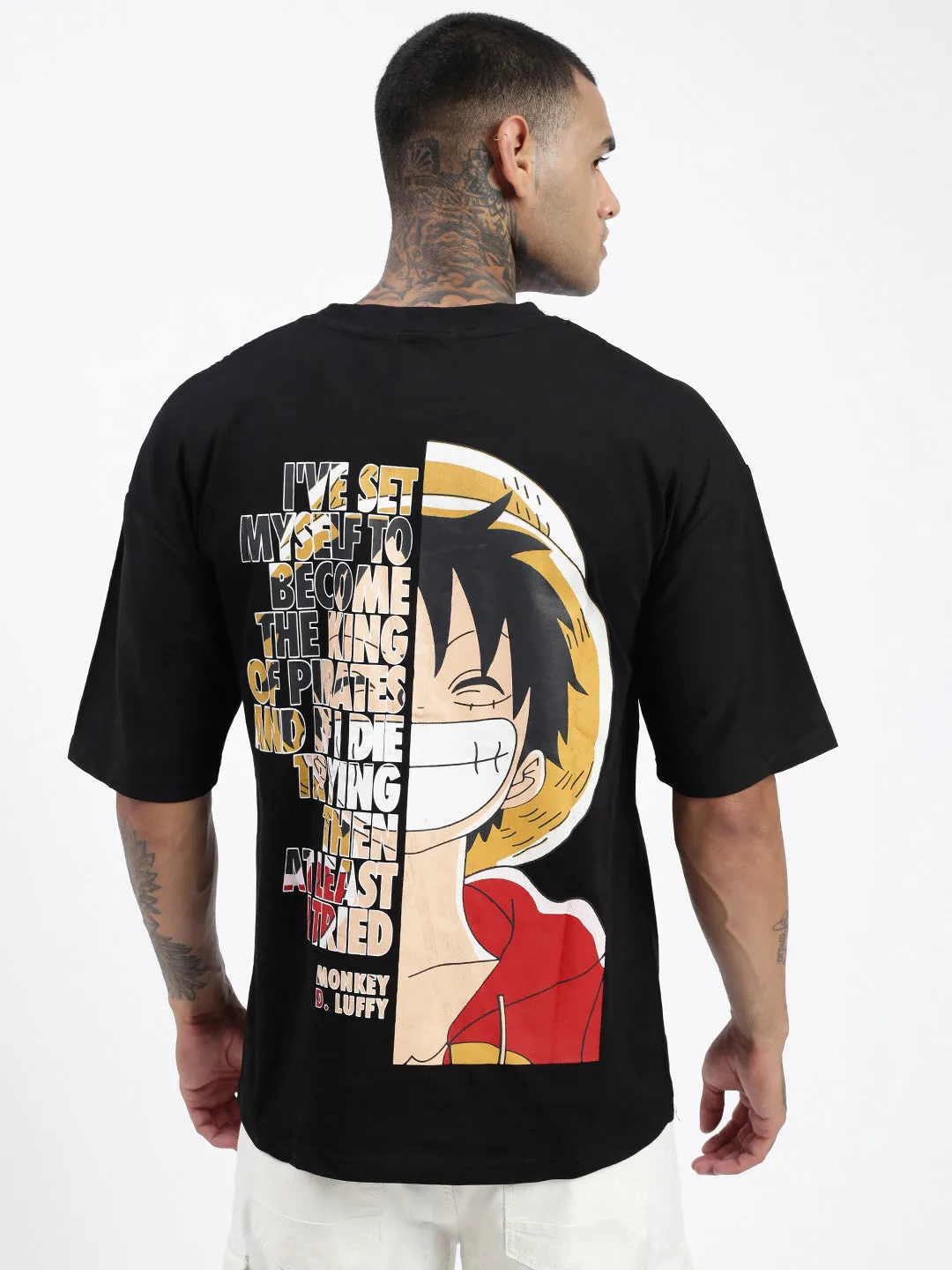 Men's Graphic Black Relaxed Fit Cotton T-Shirt Cozy Fit Design Casual Fashion