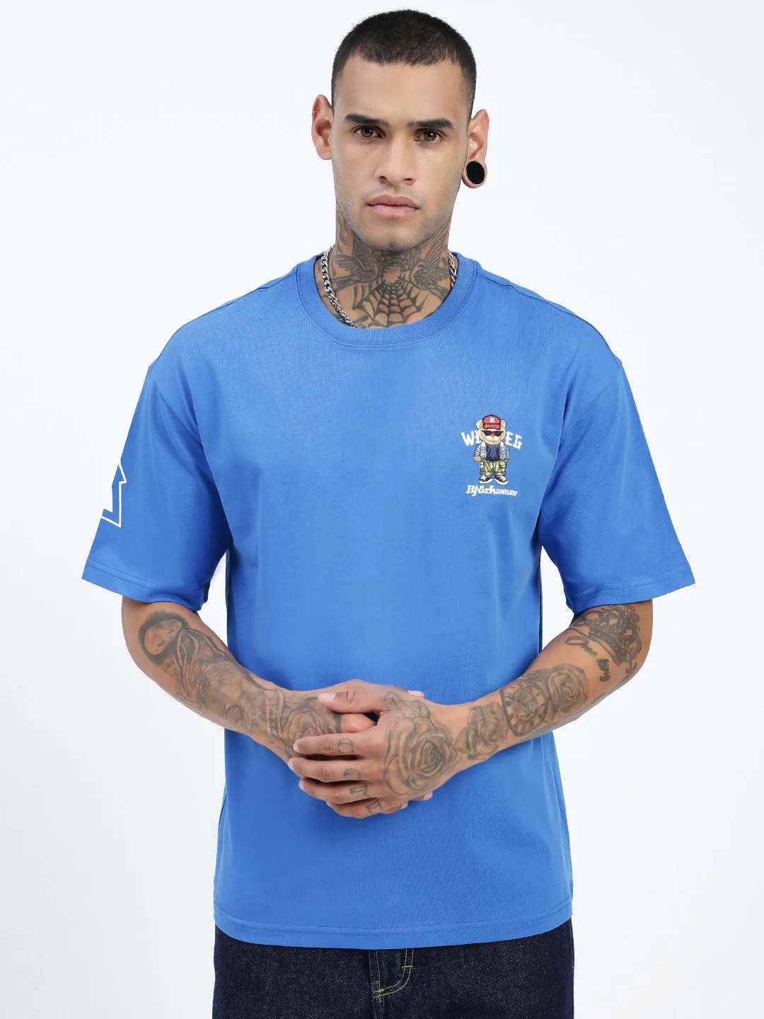 Informal charm Men's Graphic Blue Relaxed Fit T-Shirt