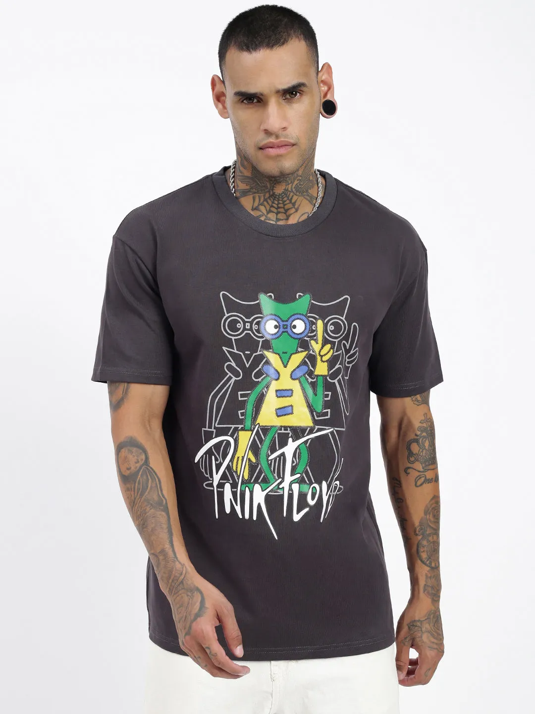 Men's Graphic Grey Relaxed Fit T-Shirt Anti Pilling Treatment Soft and Stylish