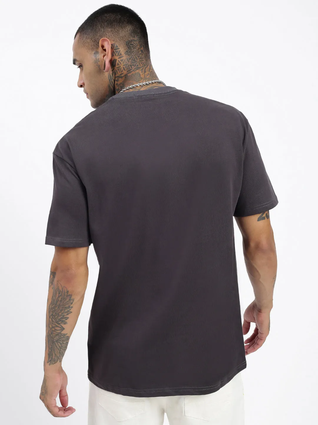 Men's Graphic Grey Relaxed Fit T-Shirt Breathable touch School Uniform