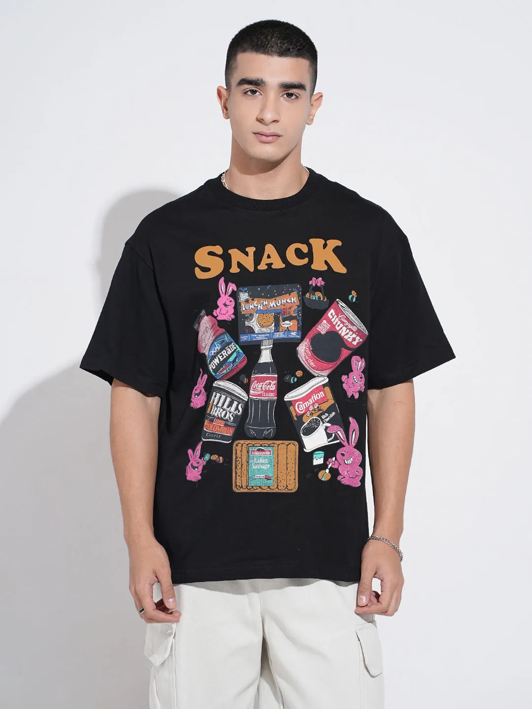 Daily Fashion Men's Graphic Print Black Short Sleeves Round Neck Oversized T-Shirt