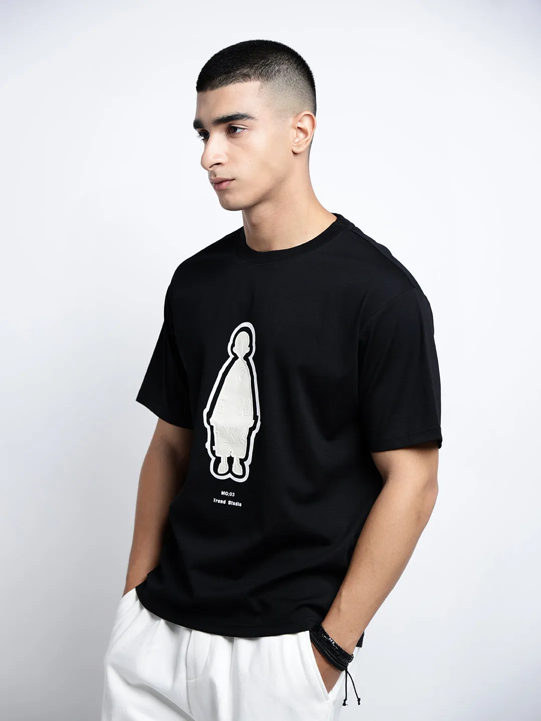 Active Comfort Style Sublimation Resistant Fabric Men's Graphic Print Black Short Sleeves Round Neck Relaxed Fit T-Shirt