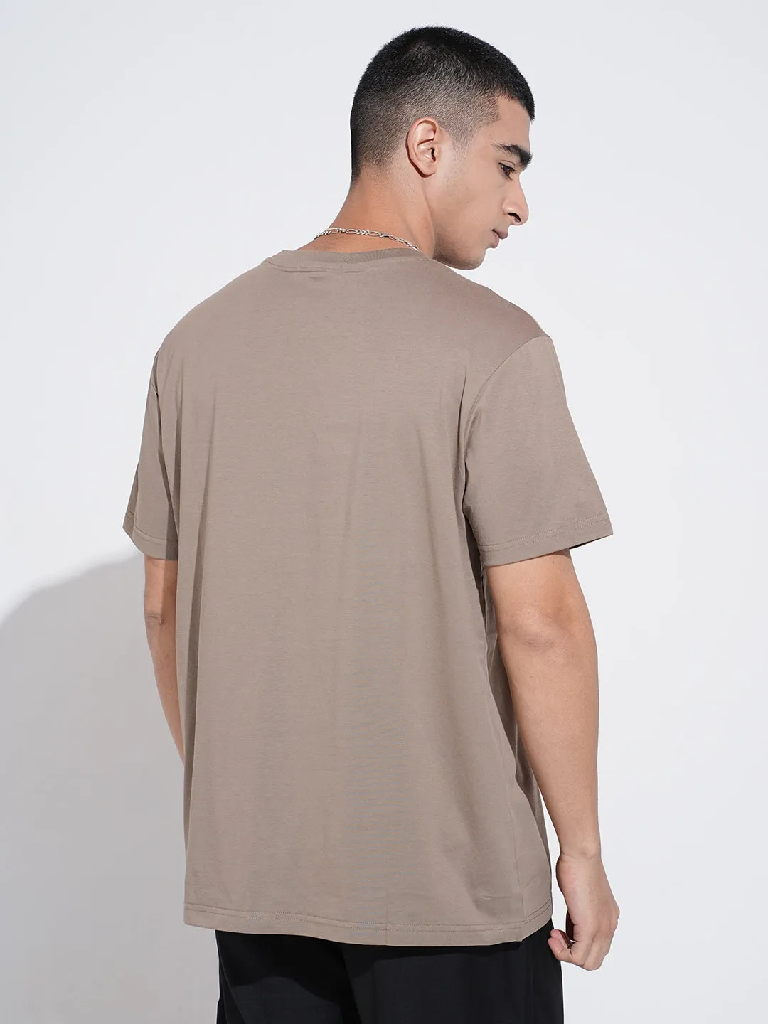 teenagers' Men's Graphic Print Brown Short Sleeves Round Neck Relaxed Fit T-Shirt