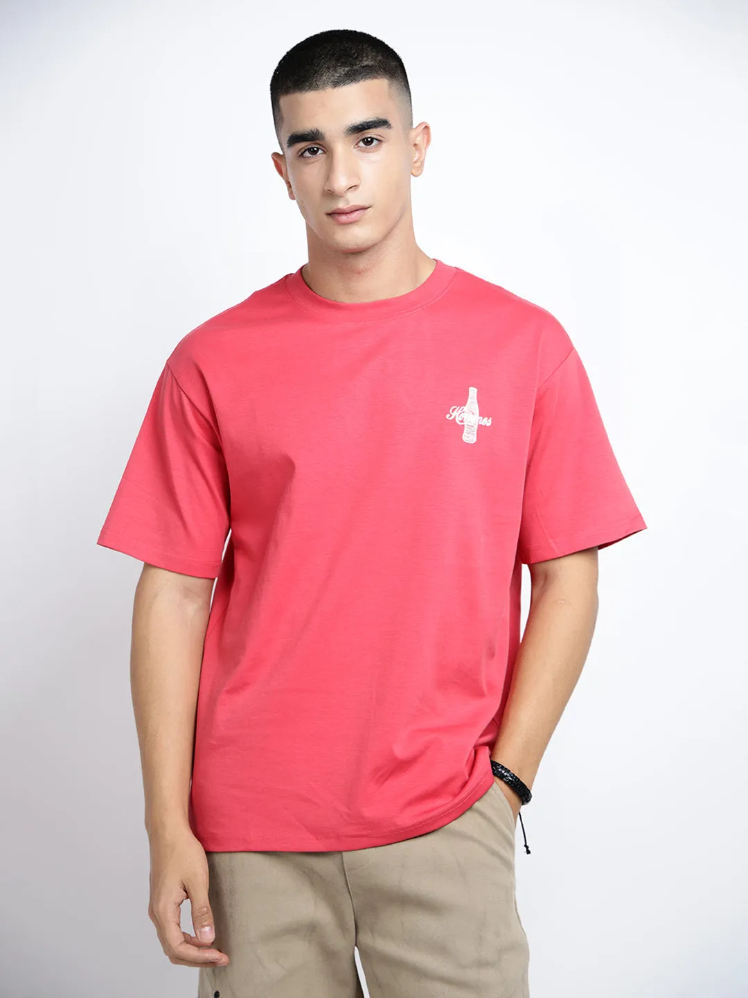 Men's Graphic Print Red Short Sleeves Round Neck Relaxed Fit T-Shirt Travel Comfort Style