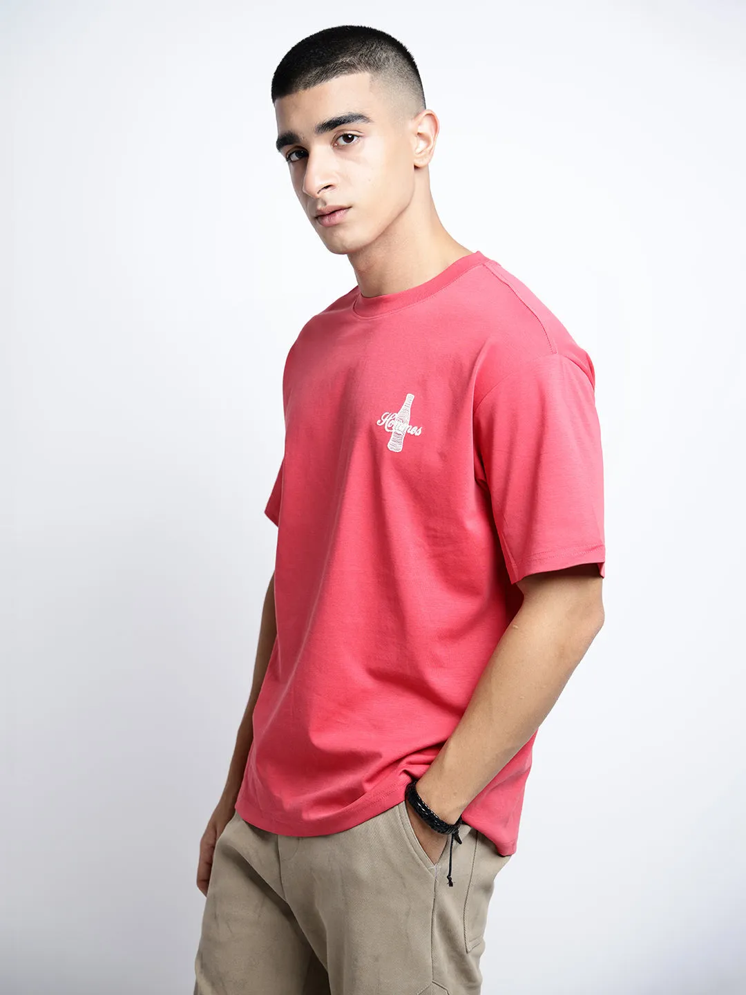 Relaxed Design Versatile Wearable Men's Graphic Print Red Short Sleeves Round Neck Relaxed Fit T-Shirt