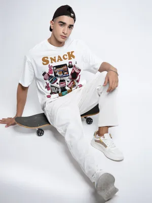 Men's Graphic Print White Short Sleeves Round Neck Oversized T-Shirt short sleeved Fashion-Ready