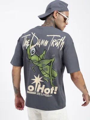 Men's Street Ready Men's Graphic Printed Grey Relaxed Fit T-Shirt