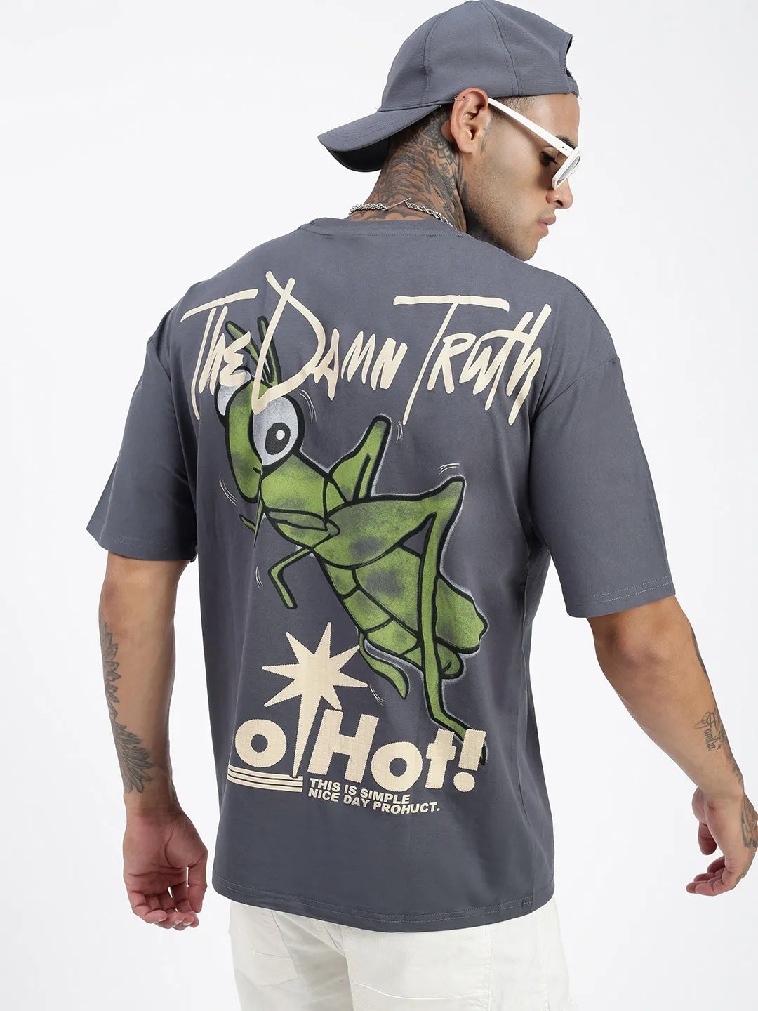 Men's Street Ready Men's Graphic Printed Grey Relaxed Fit T-Shirt