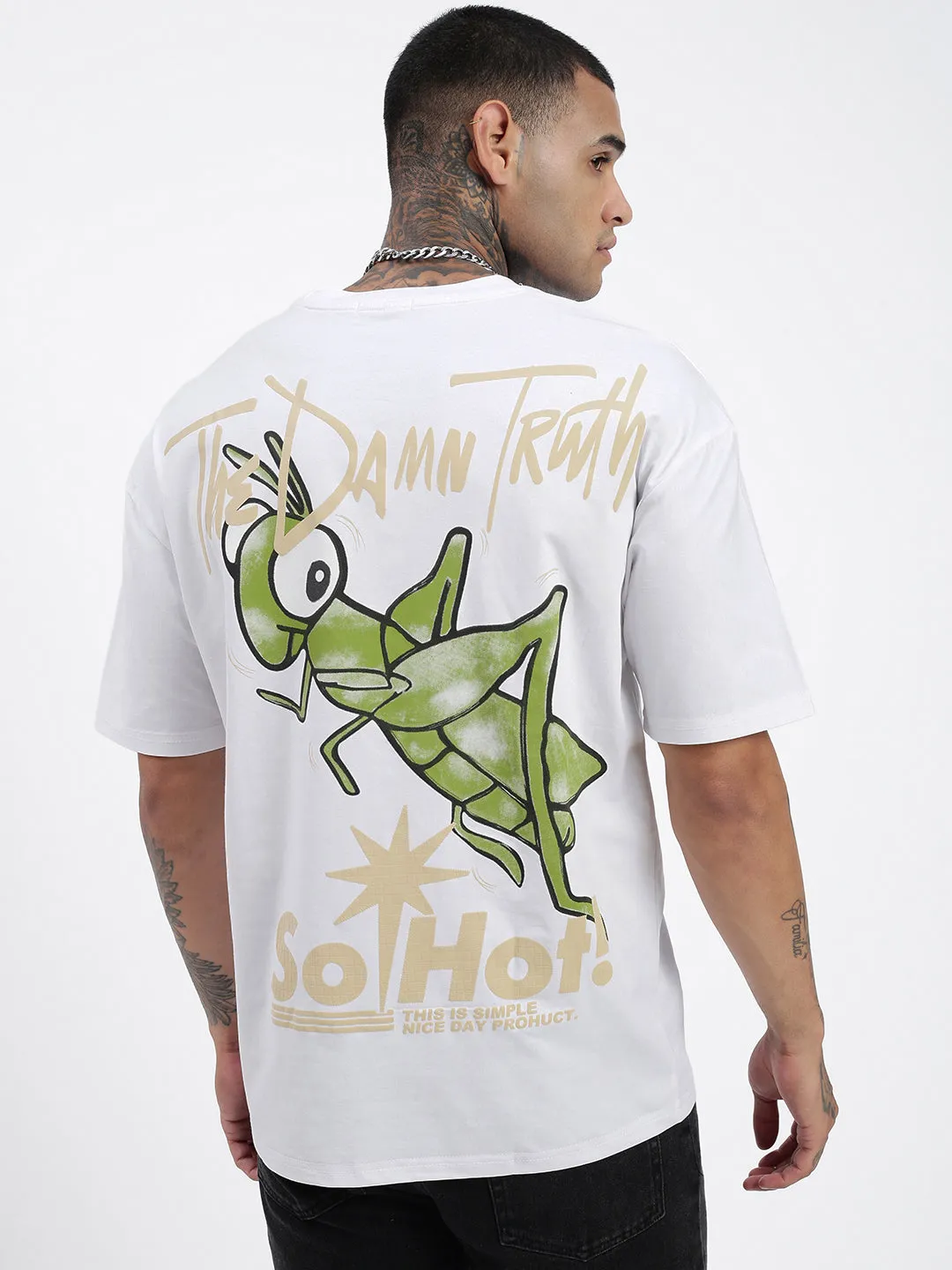 Sporty Comfort Men's Graphic Printed White Relaxed Fit T-Shirt