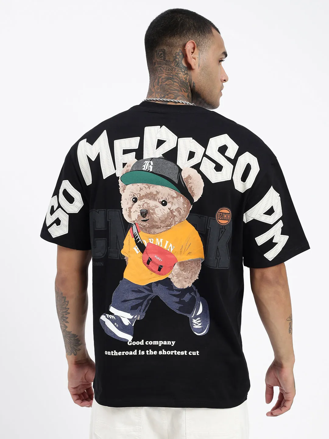 Men's Graphic Round Neck Black Relaxed Fit T-Shirt Comfort Design Fit Bohemian freedom